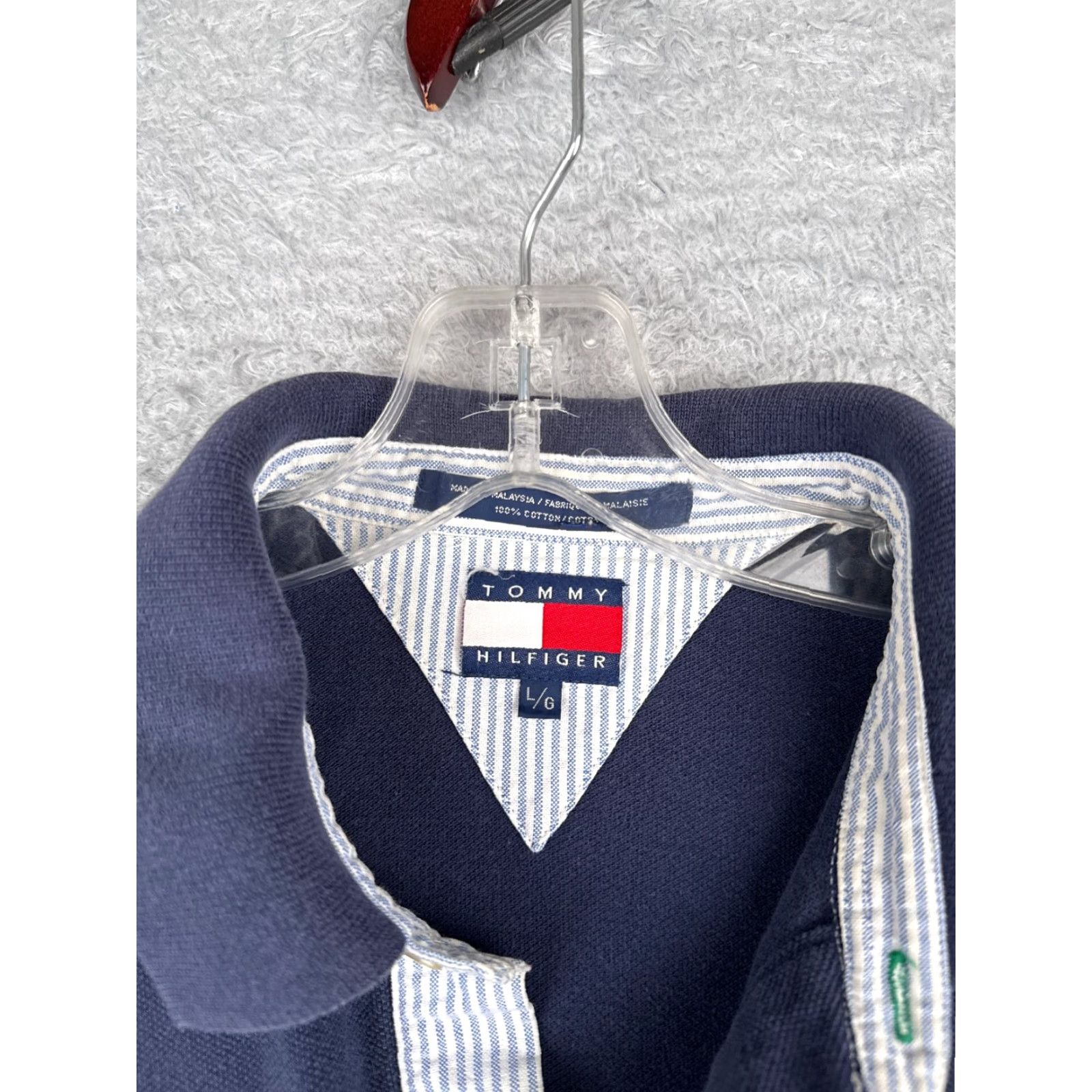 Tommy Hilfiger Tommy Hilfiger Polo Shirt Men Large Blue 100% Cotton Short Sleeve Crest Slim Fit Adult L Button Collar Logo Embroidered Casual Polo Shirt Mens Size US L / EU 52-54 / 3 - 7 Thumbnail