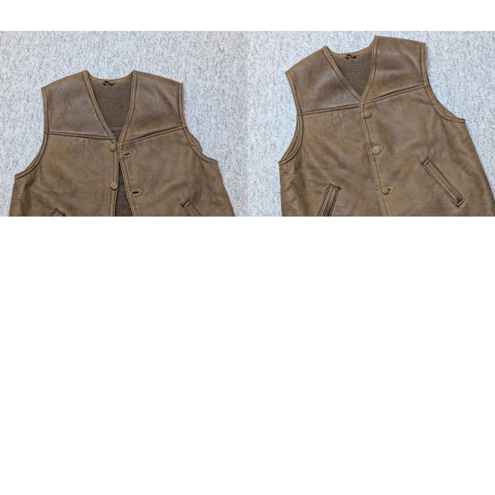 Vintage VINTAGE shearling vest Mens L 44 Brown leather Shearling Wool Handcrafted Sheepskin Vest Size US L / EU 52-54 / 3 - 8 Thumbnail