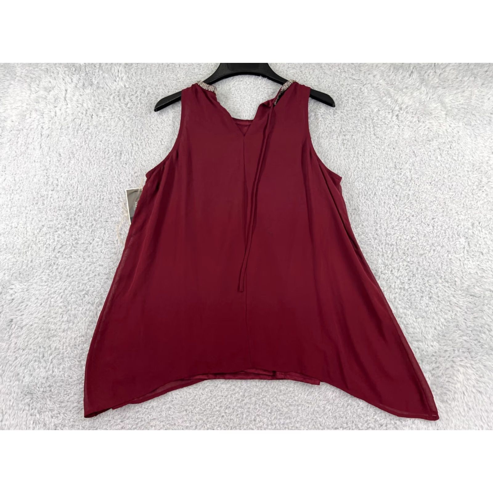Alfani Alfani Shirt Womens Medium Burgundy Petite Beaded 100% Polyester Sleeveless Shirt Beaded Polyester Alfani Petite Burgundy Sleeveless Womens Medium Size M / US 6-8 / IT 42-44 - 2 Thumbnail