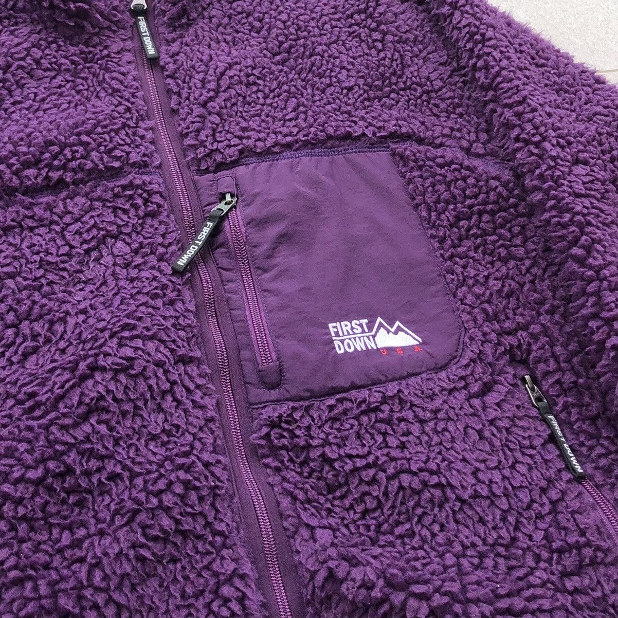 Japanese Brand First Down USA Pile Sherpa Purple Jacket Size US L / EU 52-54 / 3 - 3 Thumbnail