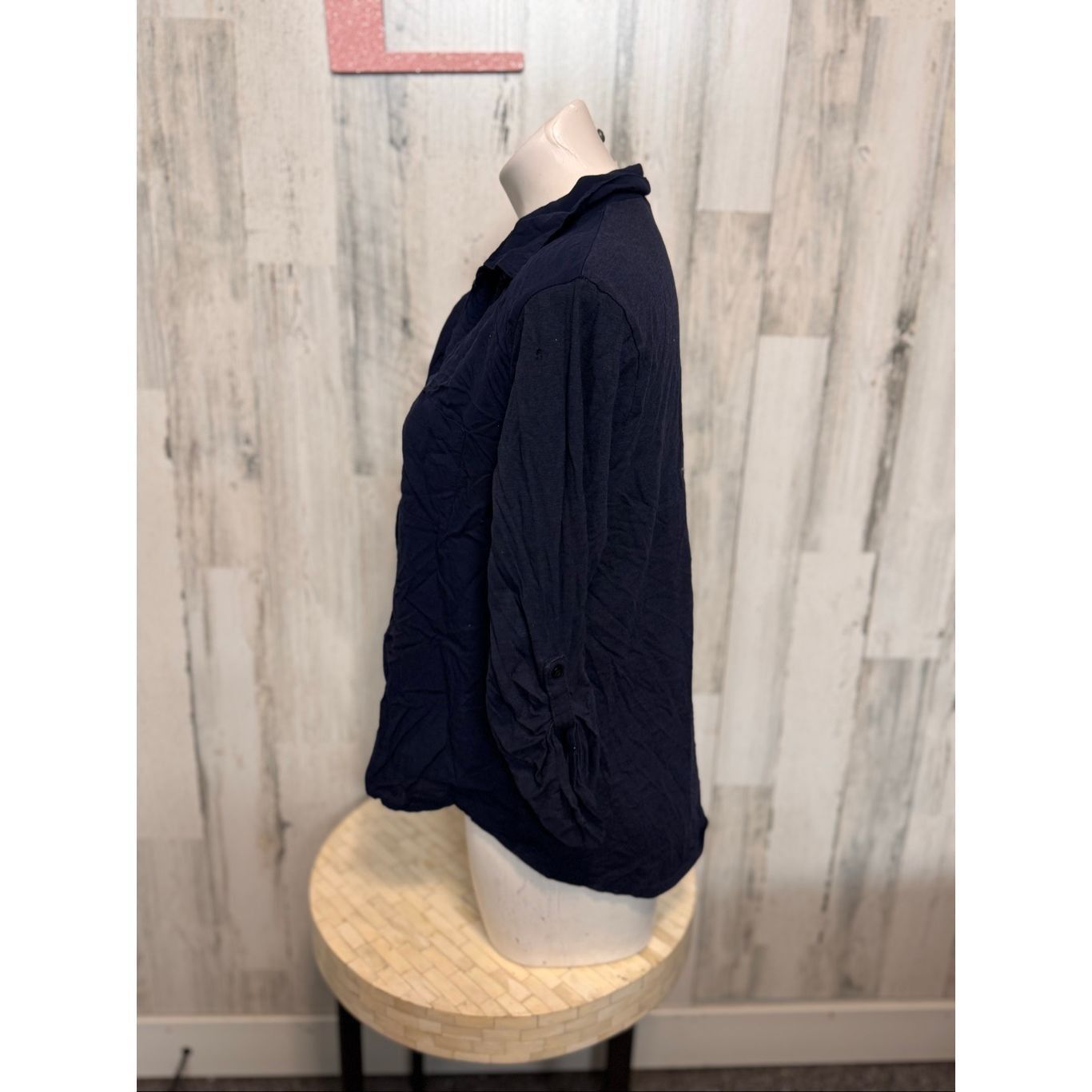 Merona Merona Navy Blue Collared 3/4 Sleeve Blouse XL Size XL / US 12-14 / IT 48-50 - 5 Thumbnail