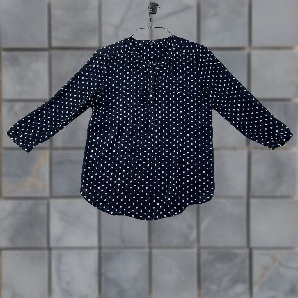 NYDJ NYDJ Shirt Womens Small Blue White Polka Dot 3/4 Sleeve Blouse Top Body Size S / US 4 / IT 40 - 1 Thumbnail
