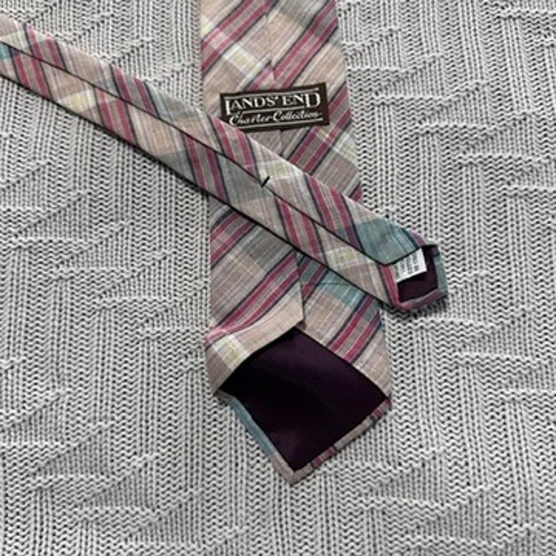 Lands' End Vintage Lands' End summer plaid cotton tie Size ONE SIZE - 3 Thumbnail