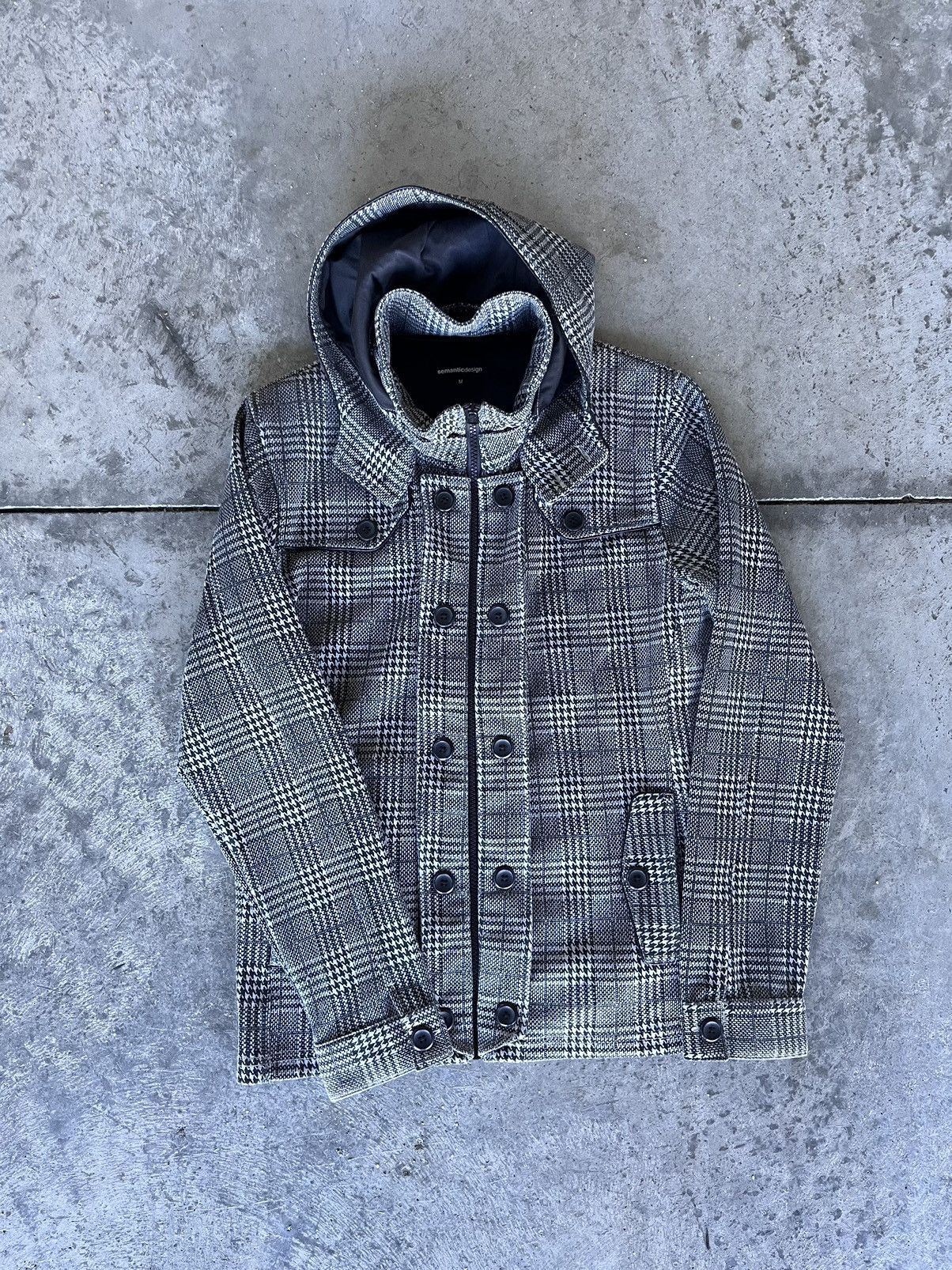 image of Archival Clothing x Semantic Design Detatchable Hood Jacket in Striped, Men's (Size Medium)