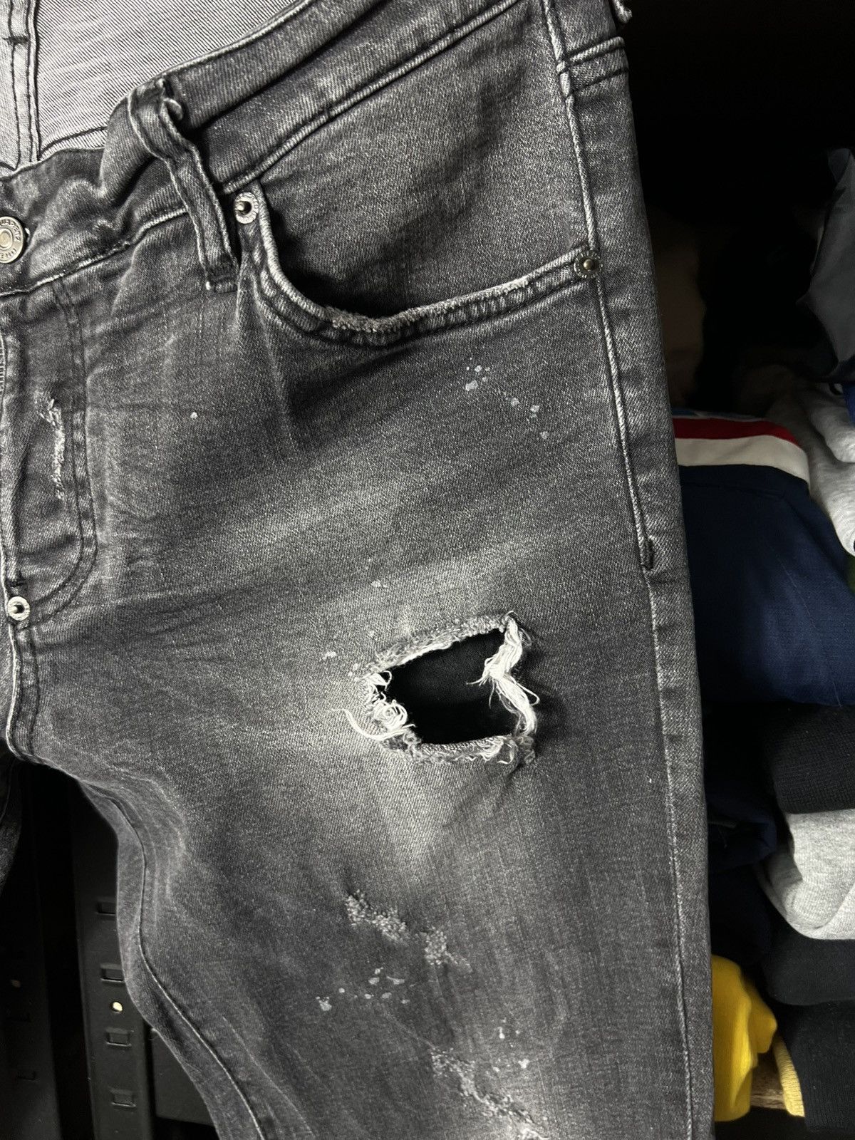 Dsquared2 Dsquared2 Slim Distressed Ripped Jeans Grey Wash Patch Denim Size US 36 / EU 52 - 5 Thumbnail