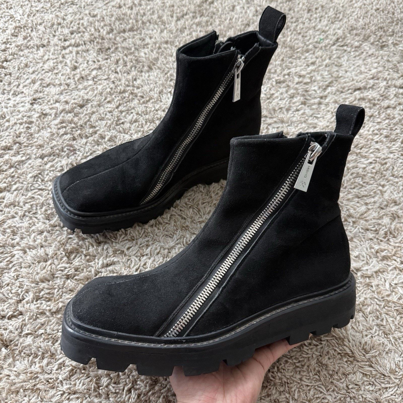 GmbH GmbH Selim Biker Boots Black Suede Double Zip Square Size 43 Size US 9.5 / EU 42-43 - 6 Thumbnail