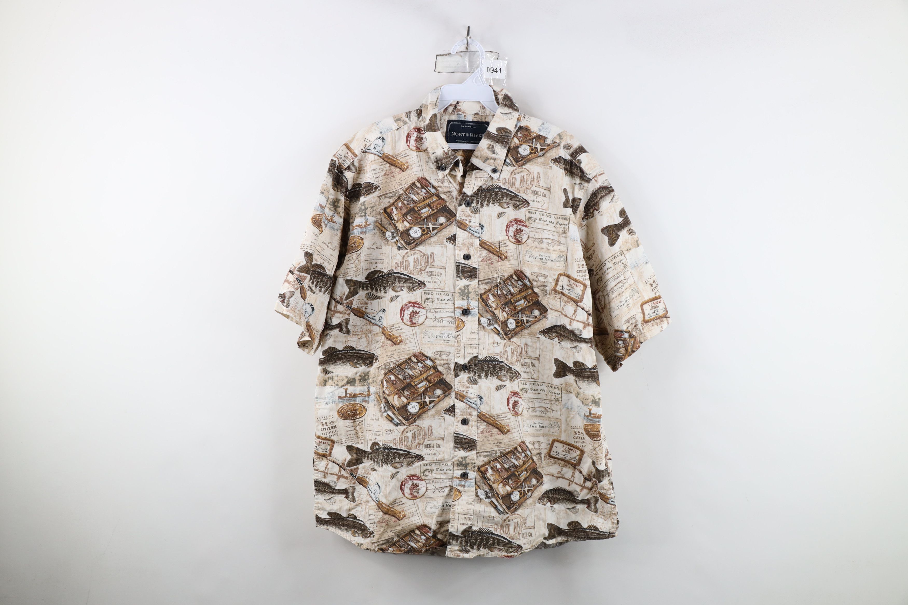 Vintage Vintage 90s Streetwear Fish All Over Print Button Down Shirt Size US L / EU 52-54 / 3 - 1 Thumbnail
