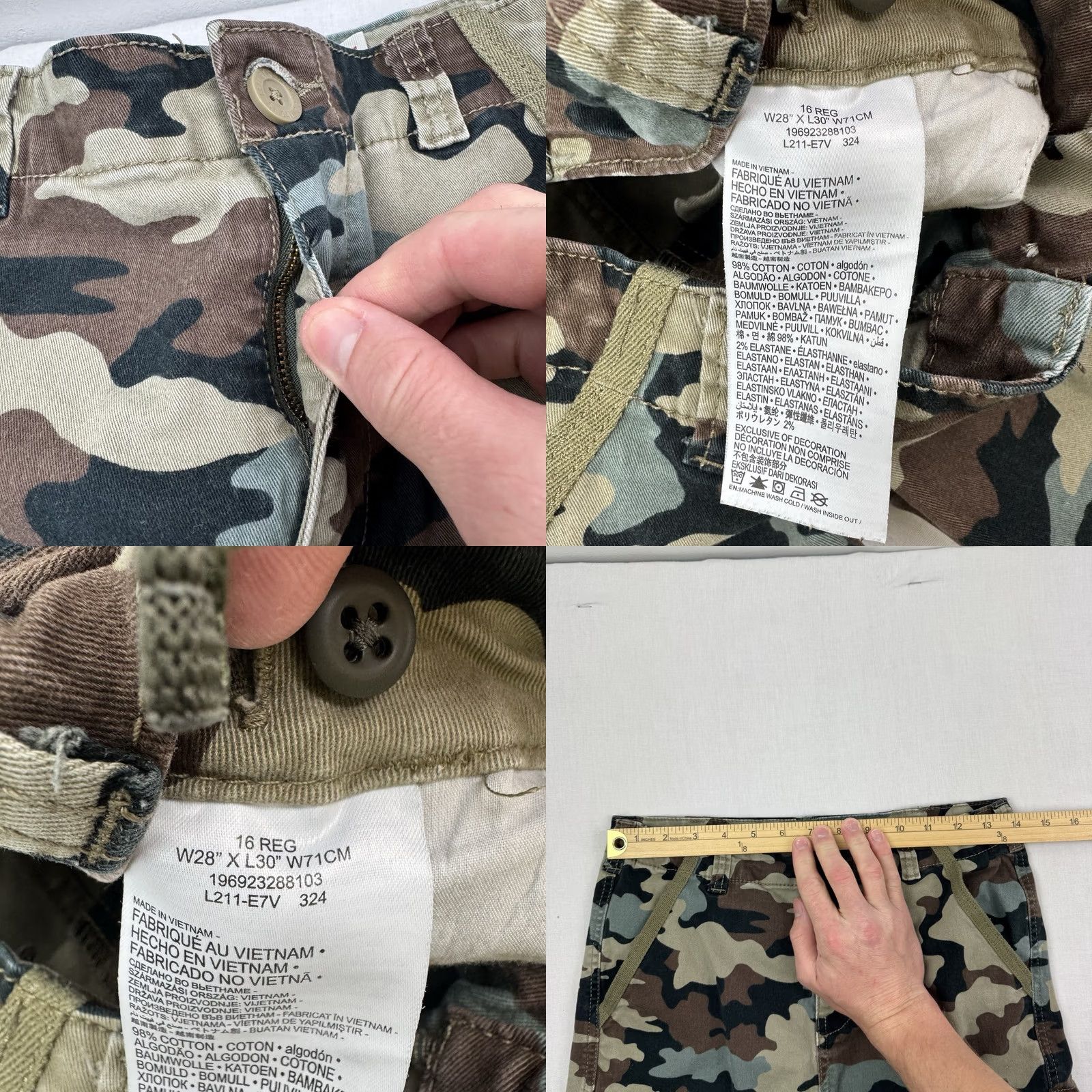 Levi's Levi's Camo Cargo Pants Womens 28x39 Pants Camouflage Pockets Straight Leg Vintage No Size 28" / US 6 / IT 42 - 8 Thumbnail