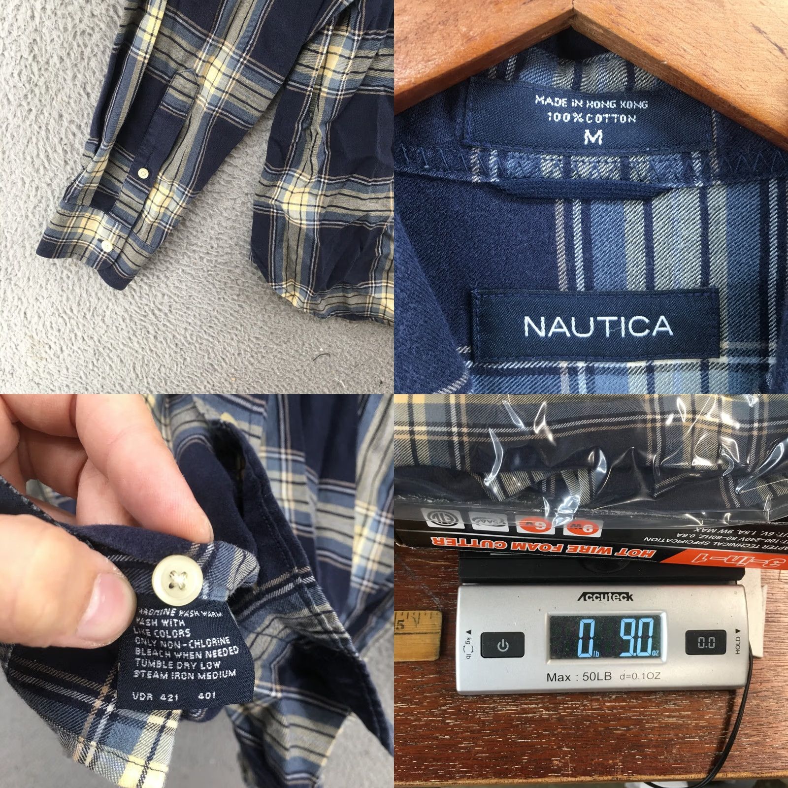 Nautica Nautica Button Down Long Sleeve Shirt Mens Medium Blue Cotton Plaid Chest Pocket Shirt Size US M / EU 48-50 / 2 - 9 Thumbnail