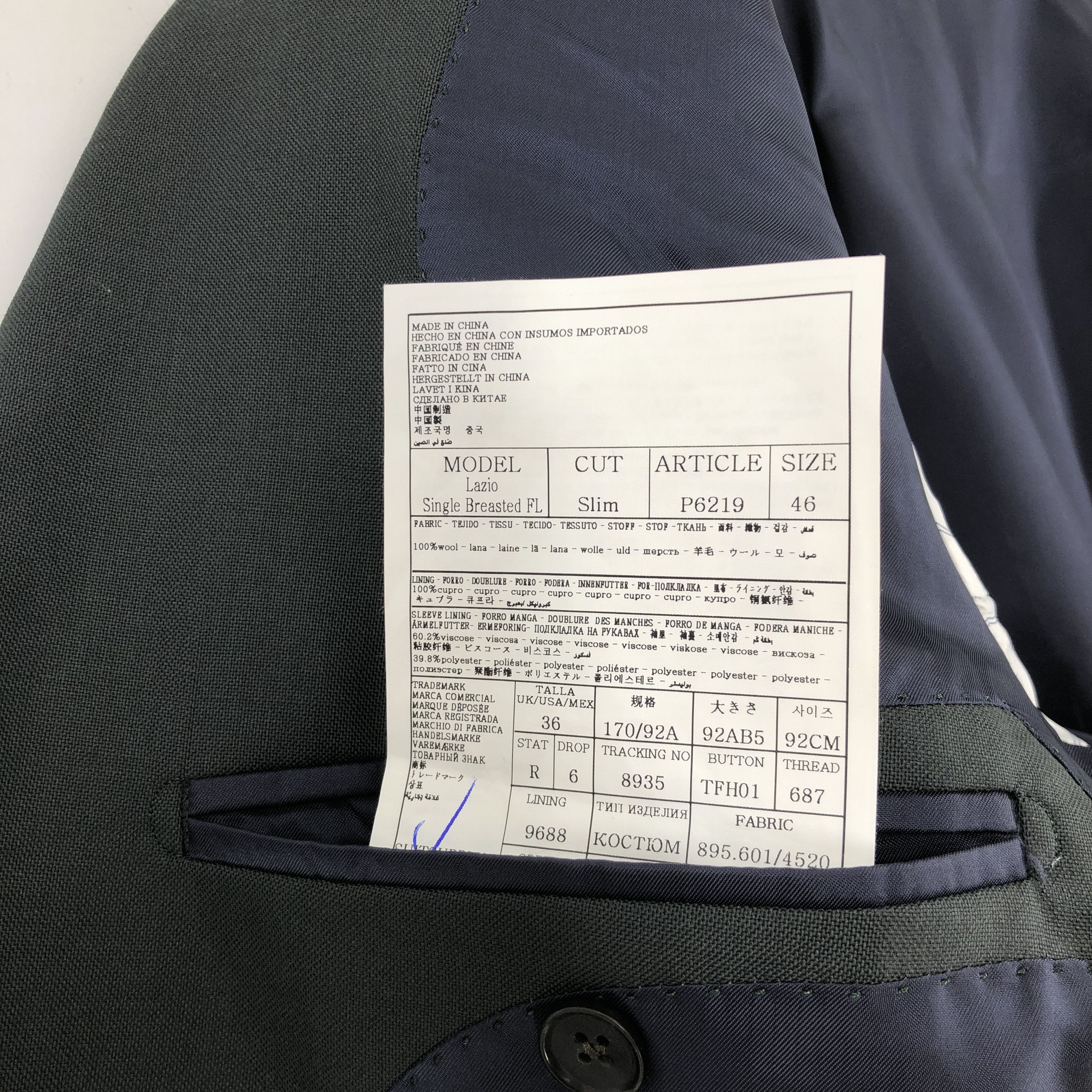 Suitsupply Lazio Single Breasted Wool Blazer Size EU:46 UK:36; US:36S Size 36S - 8 Thumbnail