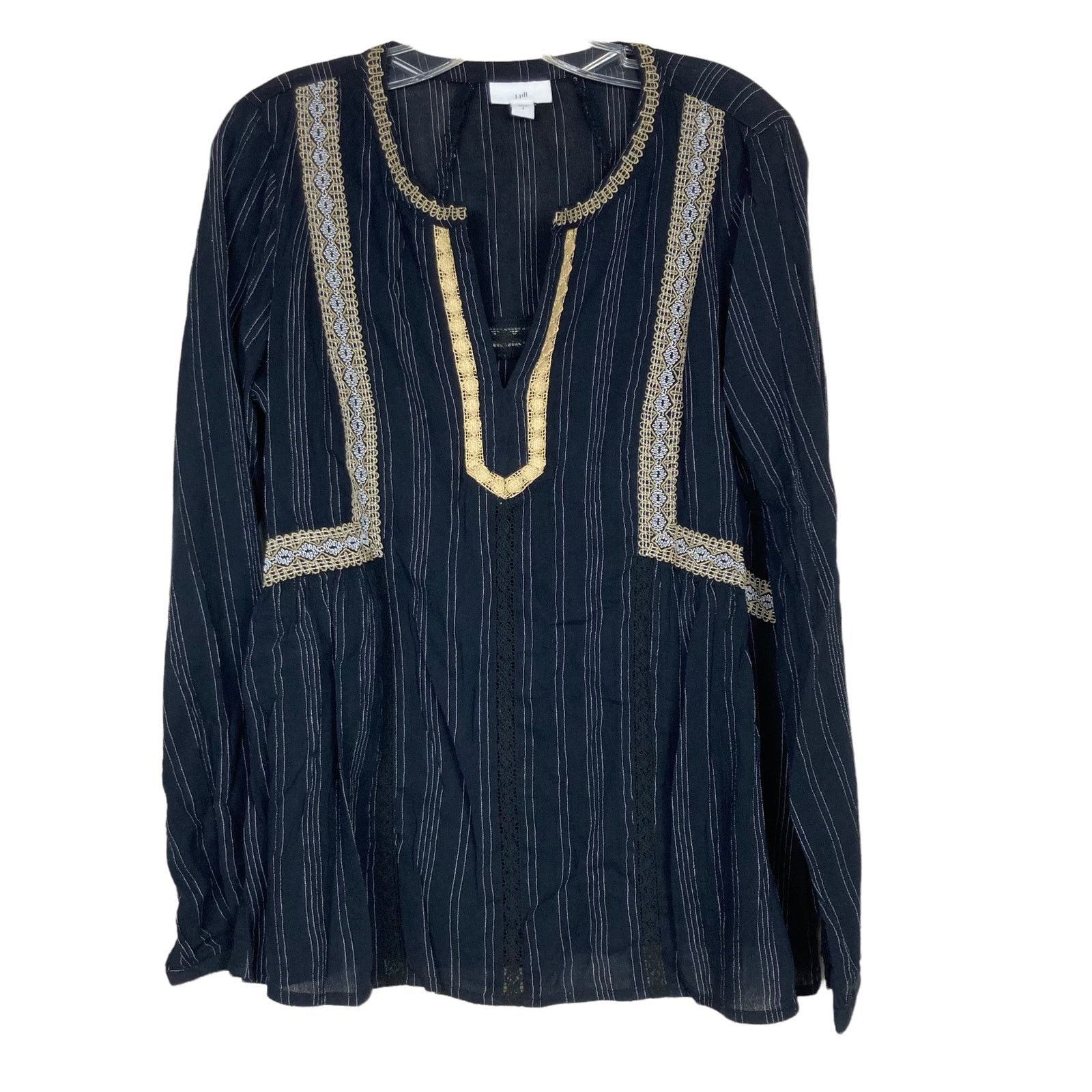 Other J. Jill Navy Blue Embroidered Peasant Blouse Sz S Size S / US 4 / IT 40 - 1 Thumbnail