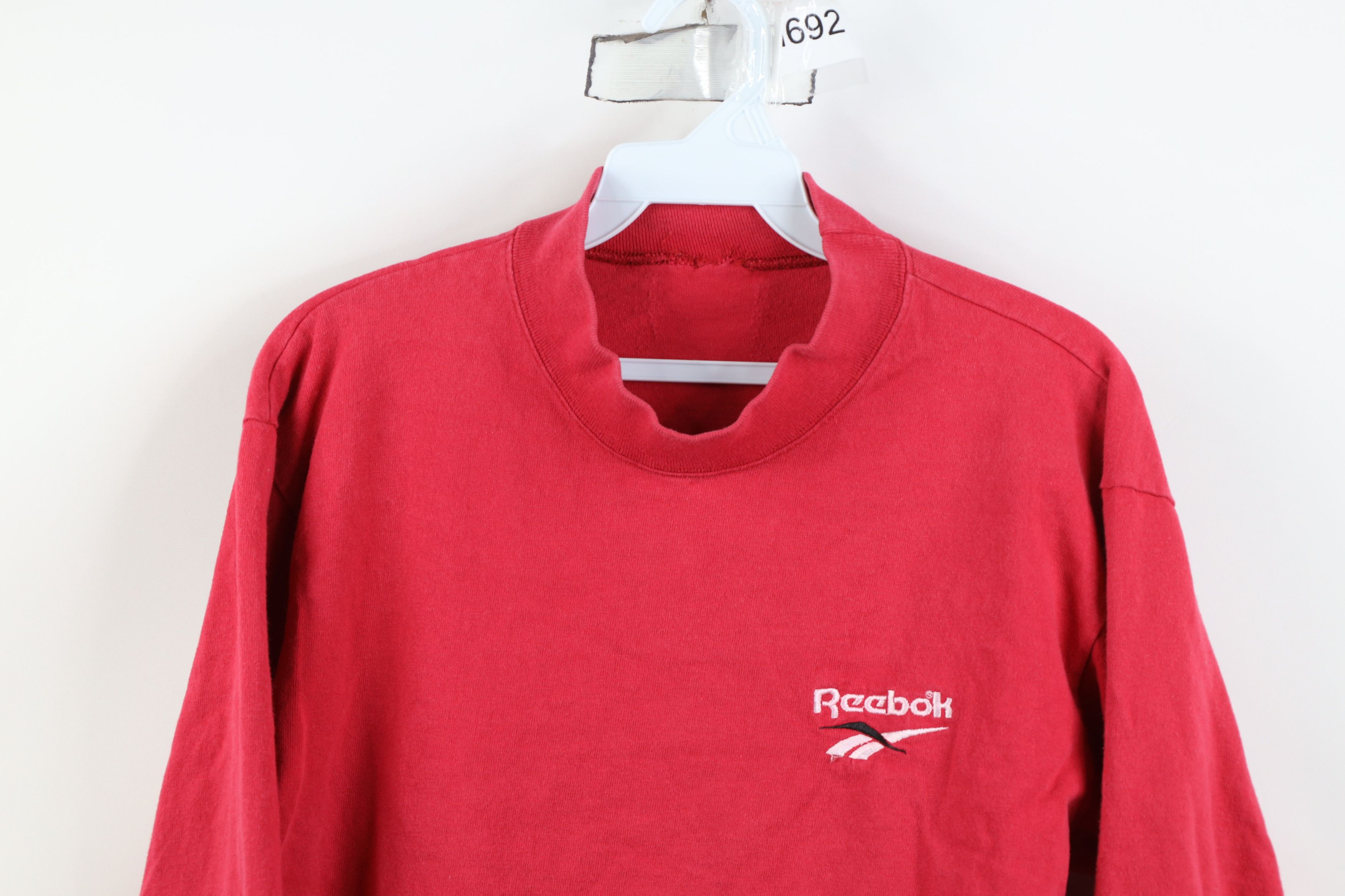 Reebok Vintage 90s Reebok Spell Mock Neck Long Sleeve T-Shirt Red Size US S / EU 44-46 / 1 - 2 Thumbnail