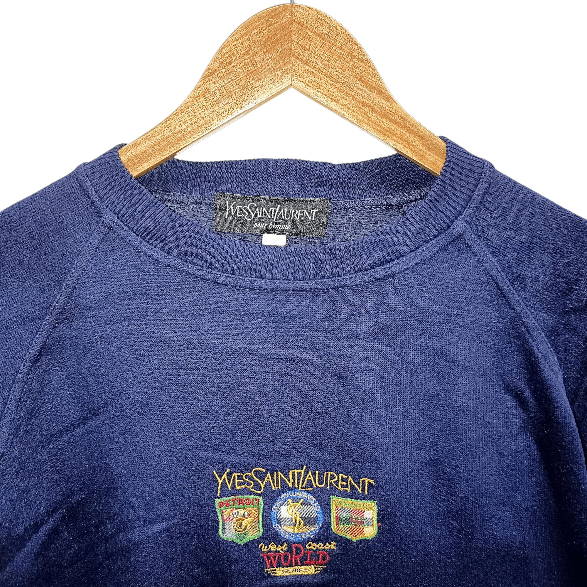 Yves Saint Laurent YSL YVES SAINT LAUREN DARK BLUE EMBROIDERY SWEATSHIRT 🔥 Size US M / EU 48-50 / 2 - 3 Thumbnail
