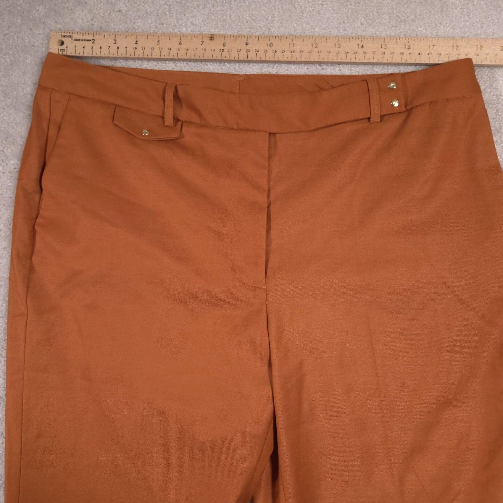 DKNY DKNY Dress Pants Womens 16 Brown Twill Ankle Slim Stretch Zip Pockets Work Size 38" / US 16 / IT 52 - 5 Thumbnail