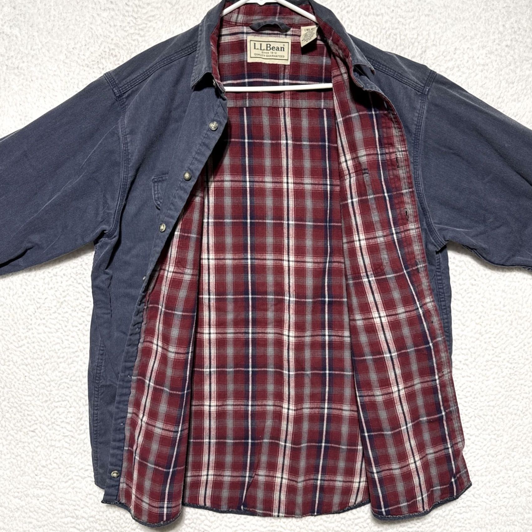 Vintage Vintage L.L.Bean Button-Up Shirt Jacket Mens Large Blue Cotton Lined Heavyweight Pockets All Seasons Classic 90s Western Gift Idea Size US L / EU 52-54 / 3 - 4 Thumbnail