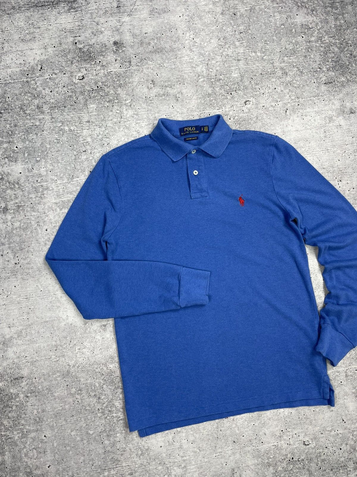 Polo Ralph Lauren × Vintage Vintage Polo Ralph Lauren Blue Polo Longsleeve Sweatshirt Size US S / EU 44-46 / 1 - 3 Thumbnail
