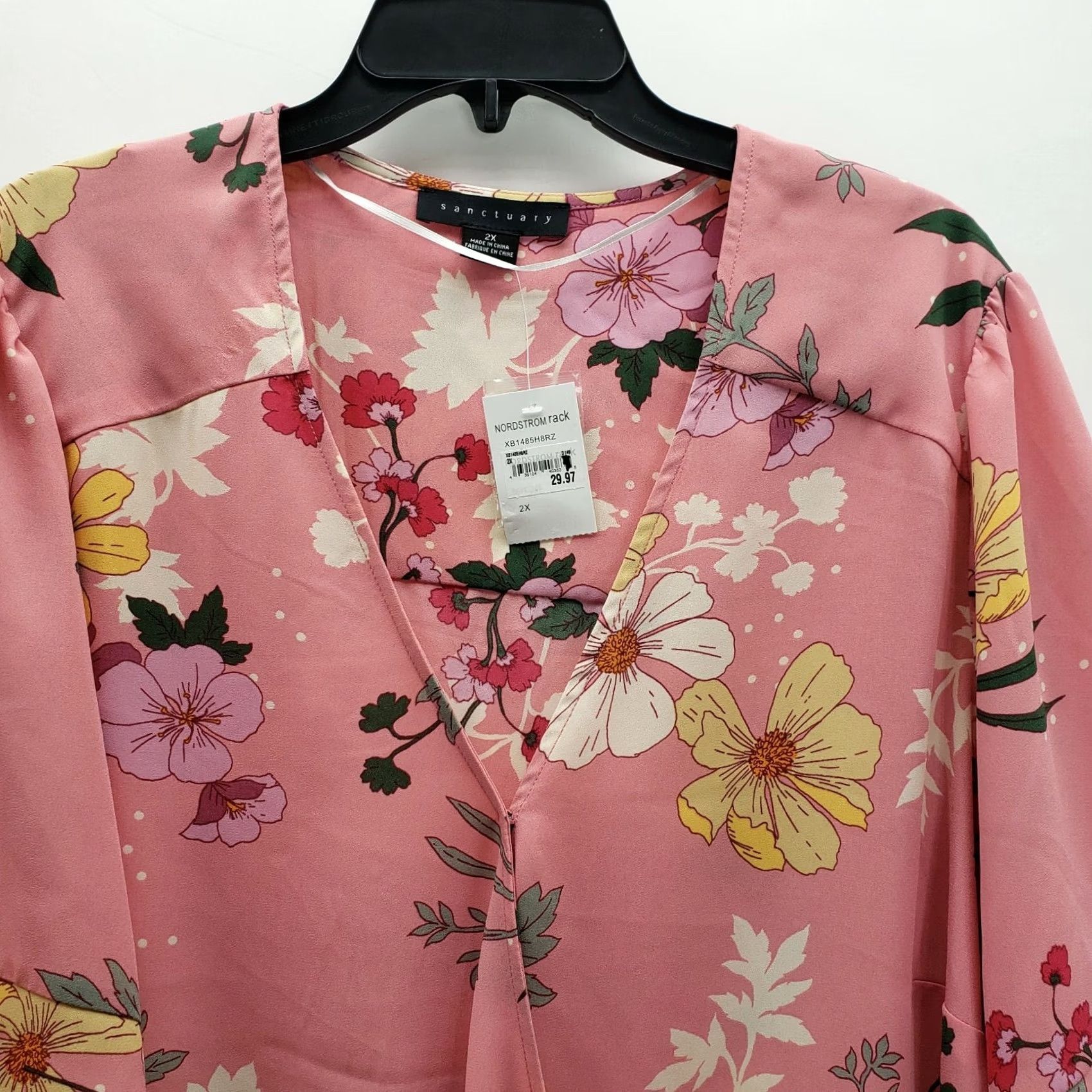 Sanctuary Sanctuary Blouse V-Neck Elbow Sleeve Floral Multicolor 2X Womens Plus New Size XXL / US 16-18 / IT 52-54 - 5 Thumbnail