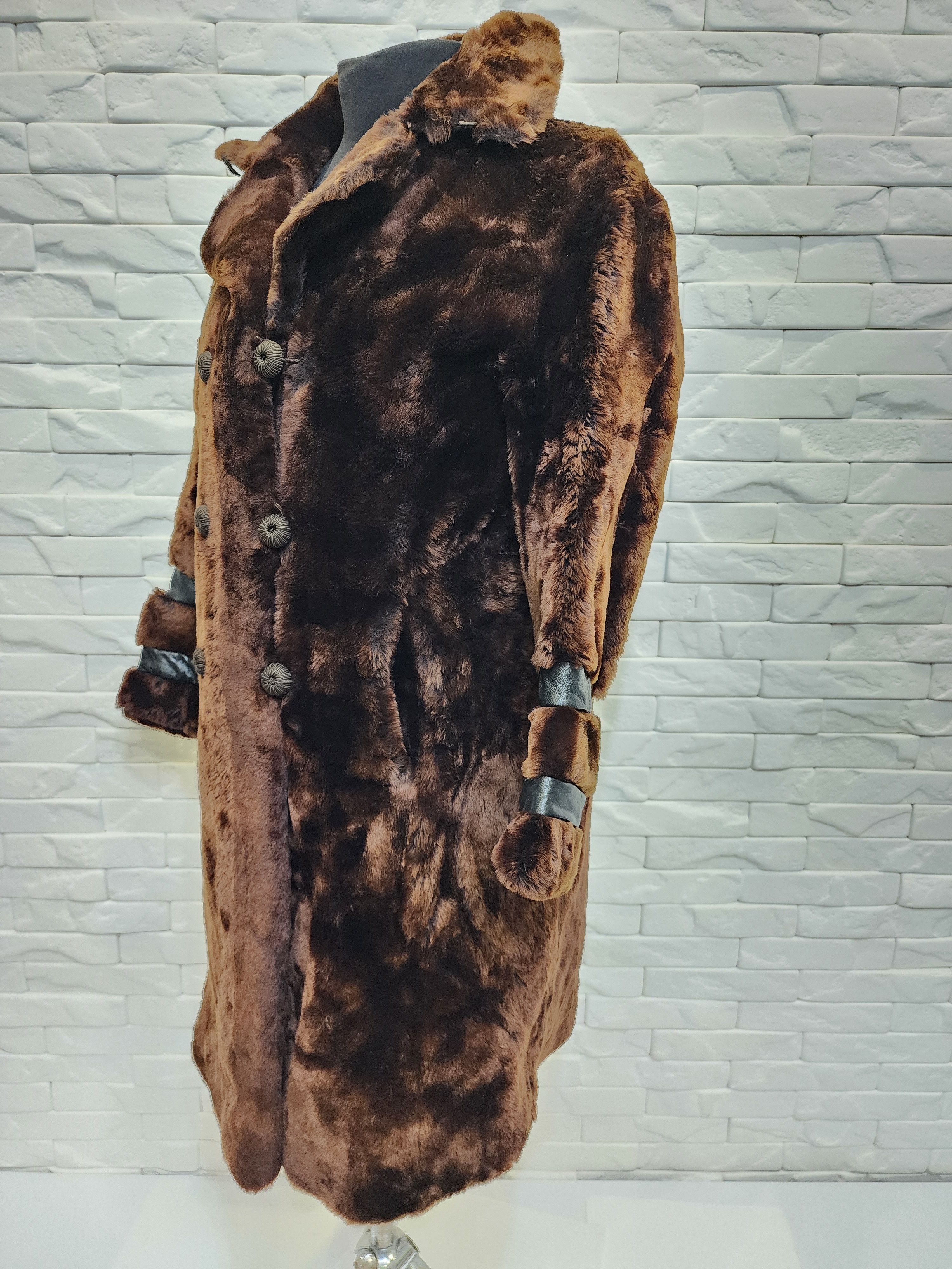 Genuine Leather Brown women's fur coat. Size L / US 10 / IT 46 - 2 Thumbnail