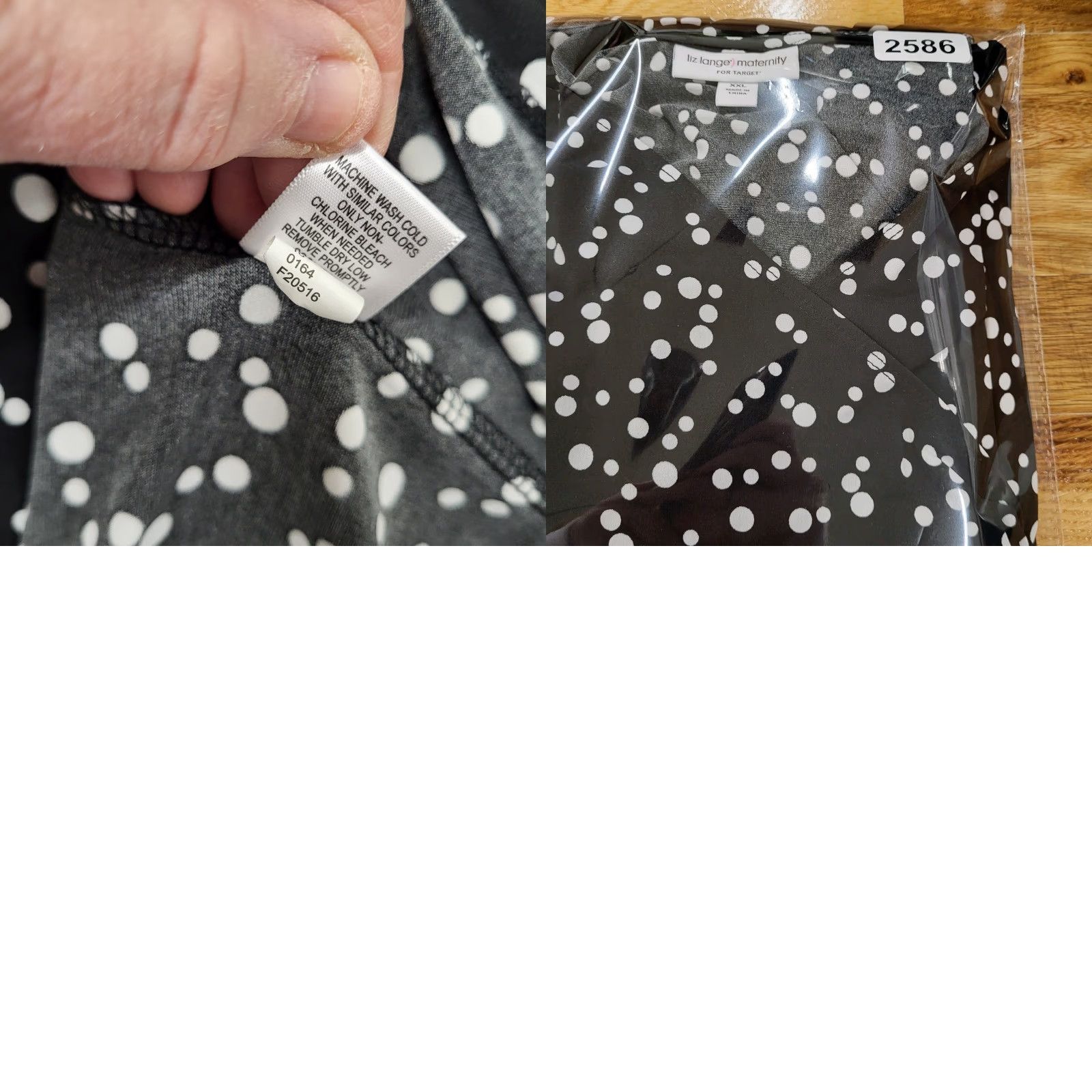 Vintage Liz Lange Maternity Wrap Dress Women's XXL Midi 3/4 Sleeve Polka Dot Black Dress (Wrap) Size XXL / US 16-18 / IT 52-54 - 9 Thumbnail