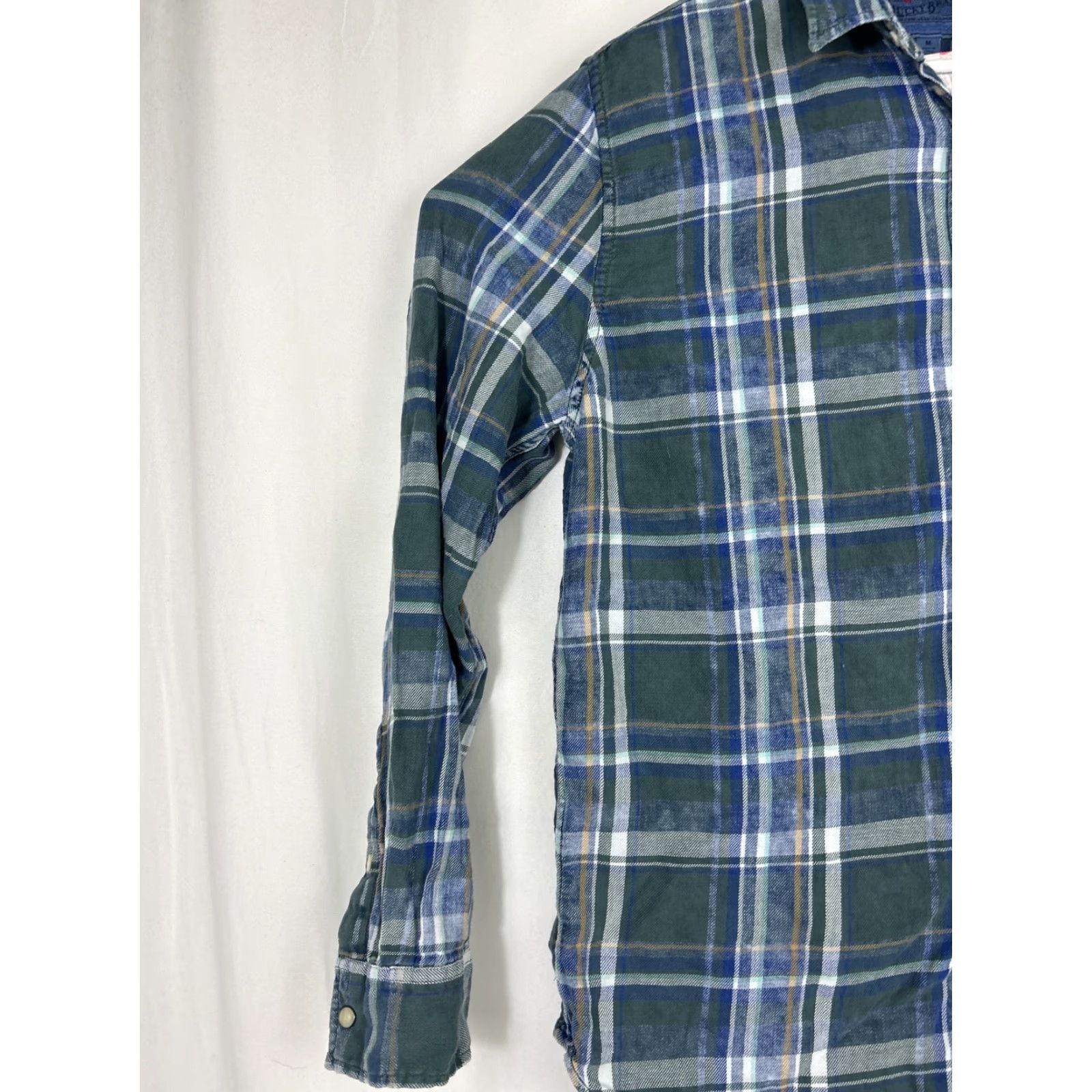 Lucky Brand Lucky Brand Shirt Mens M Classic Plaid Green Blue Pearl Snap Casual Long Sleeve Size US M / EU 48-50 / 2 - 2 Thumbnail