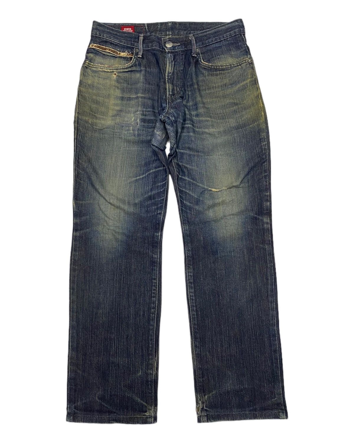 image of Distressed Denim Edwin Blue Trip Denim Jeans, Men's (Size 32)