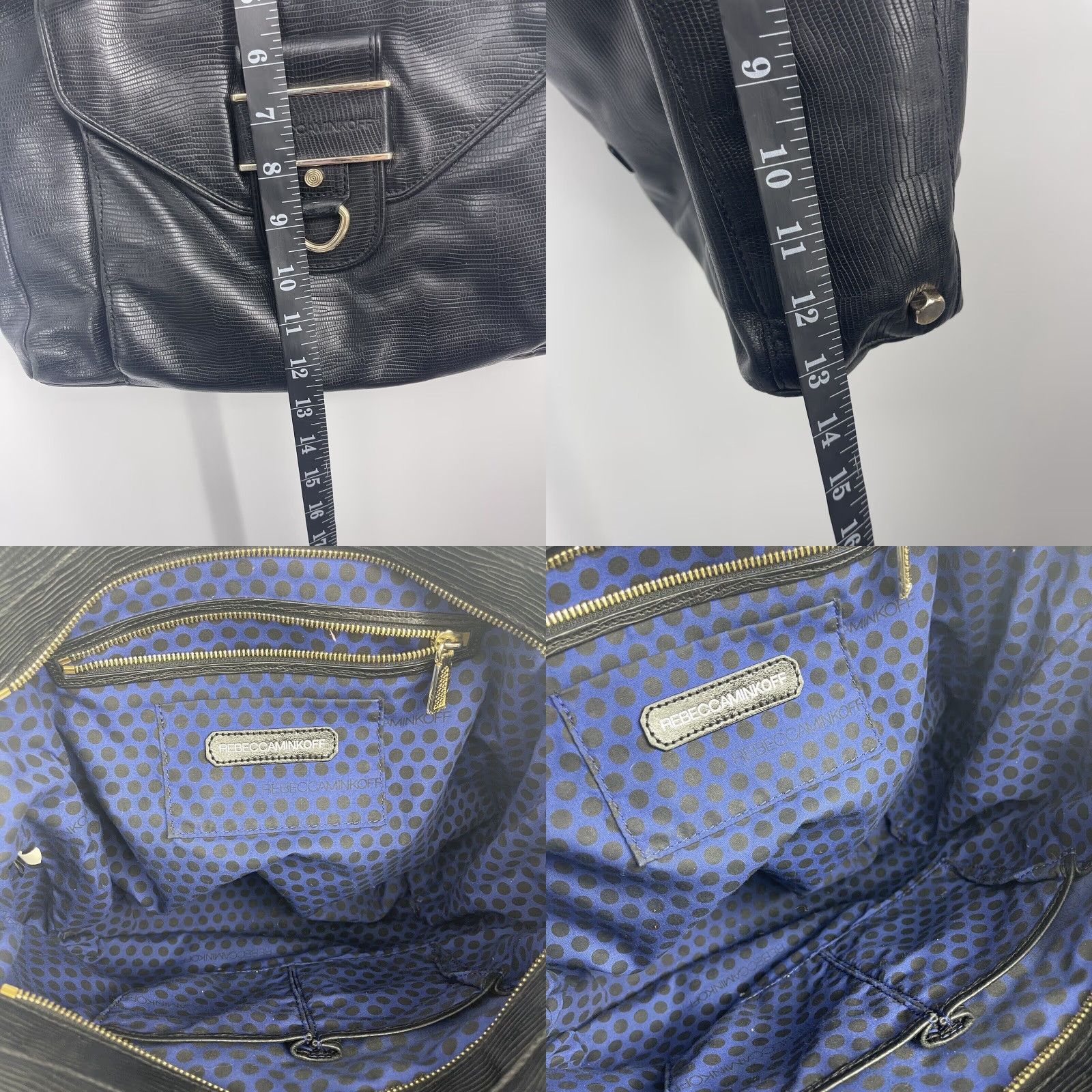 Rebecca Minkoff Rebecca Minkoff Purse Womens Leather Large Tote Handbag Black Quiet Luxury y2k Reptile Embossed Size ONE SIZE - 8 Thumbnail