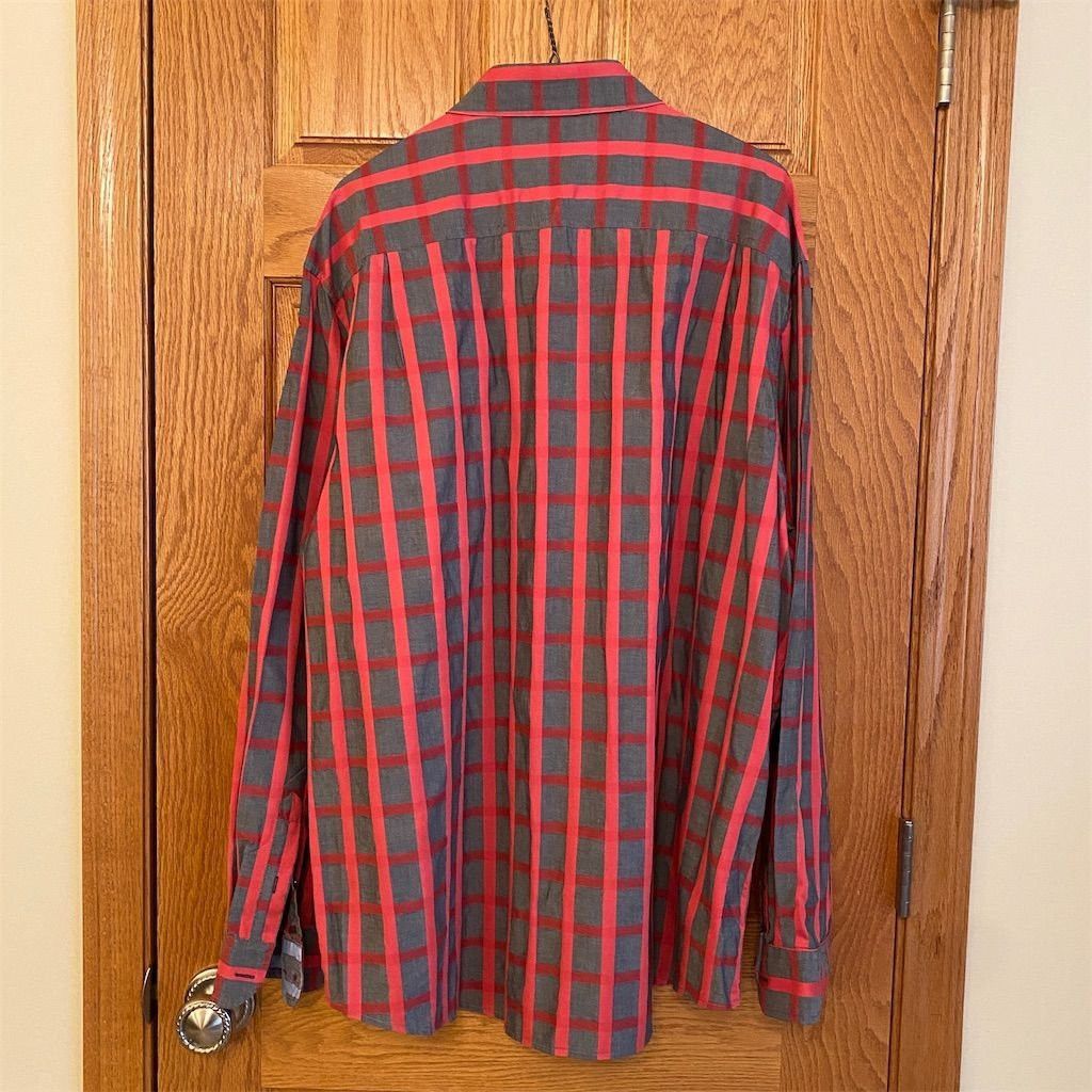 Tasso Elba Tasso Elba Men's Long Sleeve Red Gray Checkered Button-Up S Size US XXL / EU 58 / 5 - 7 Thumbnail