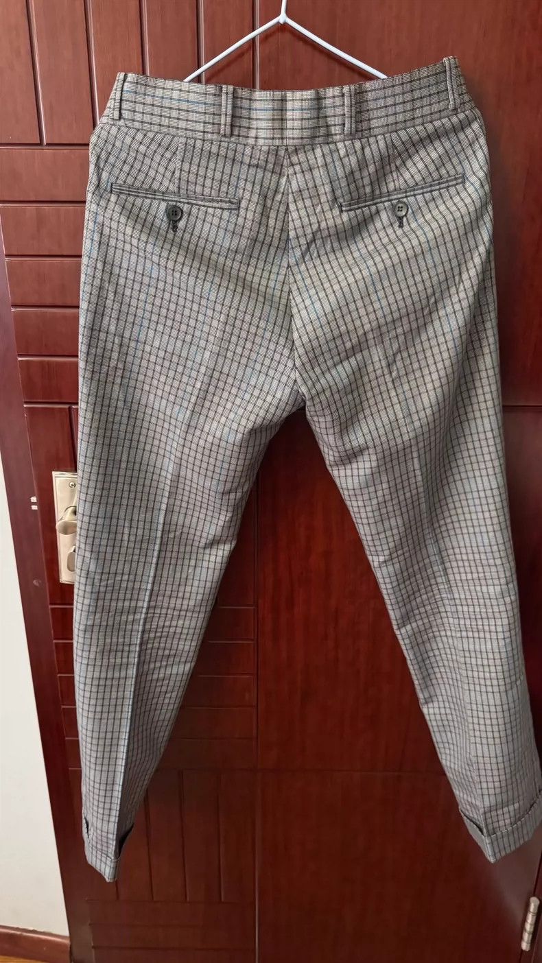 Alexander McQueen Alexander McQUEEN Casual pants, blue - green plaid pattern, Size US 28 / EU 44 - 4 Thumbnail