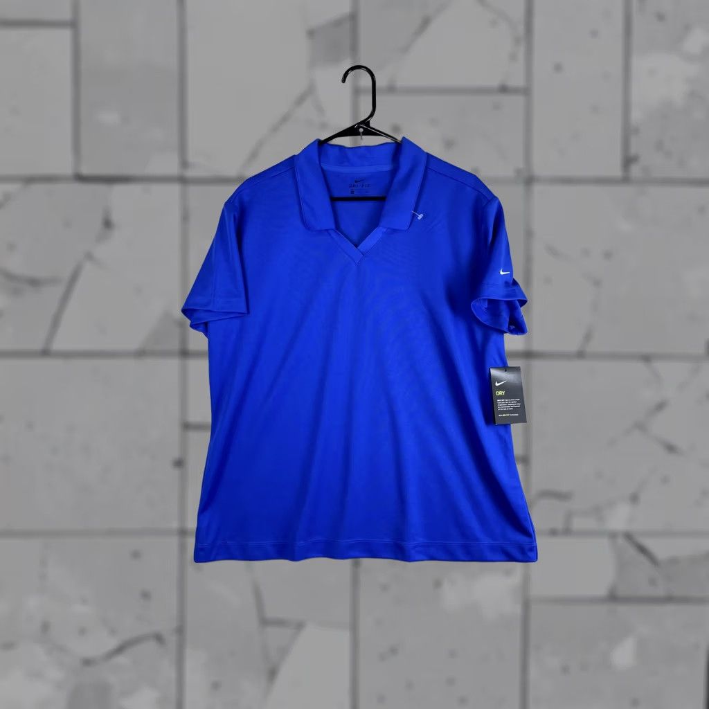 Nike Nike Dri-FIT Polo Shirt Womens XXL Blue V-Neck Golf Top Lightweight Athletic Short Sleeve Shirt Size XXL / US 16-18 / IT 52-54 - 1 Thumbnail