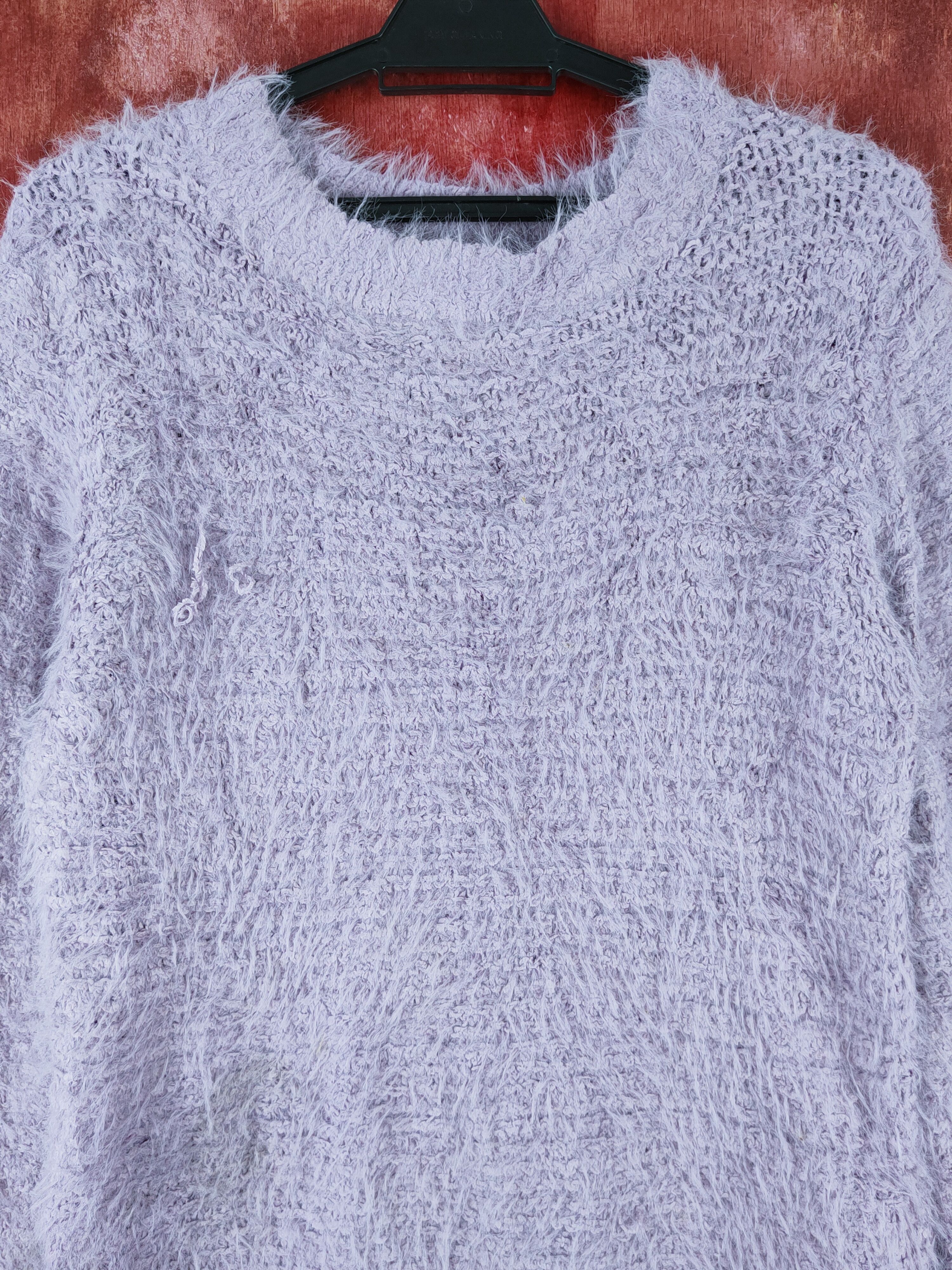 Homespun Knitwear × Japanese Brand Back Number Purple Shag Shaggy Fur Mohair Knitwear #S1920 Size L / US 10 / IT 46 - 2 Thumbnail