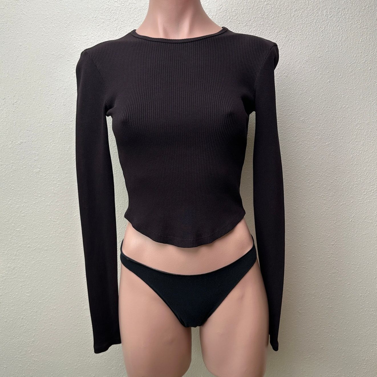 Agolde AGOLDE Nova Tee Black Ribbed Crop Top XS Size XS / US 0-2 / IT 36-38 - 1 Thumbnail