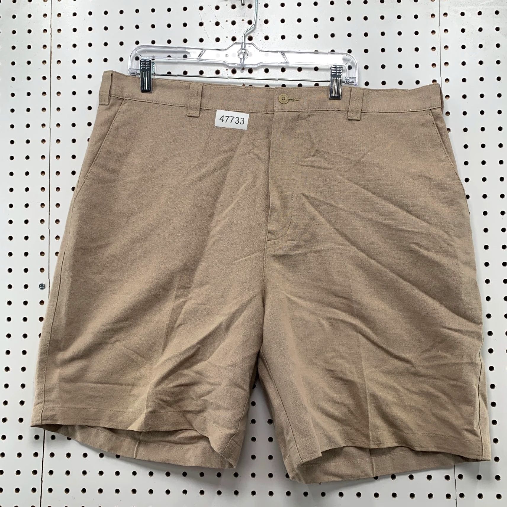 Vintage Ashworth Chino Shorts Mens 40x8.5 Beige Ez-Tech Cotton Blend Linen Front Flat Front Regular Inseam 8in Casual Summer Spring Mens Size US 40 / EU 56 - 7 Thumbnail