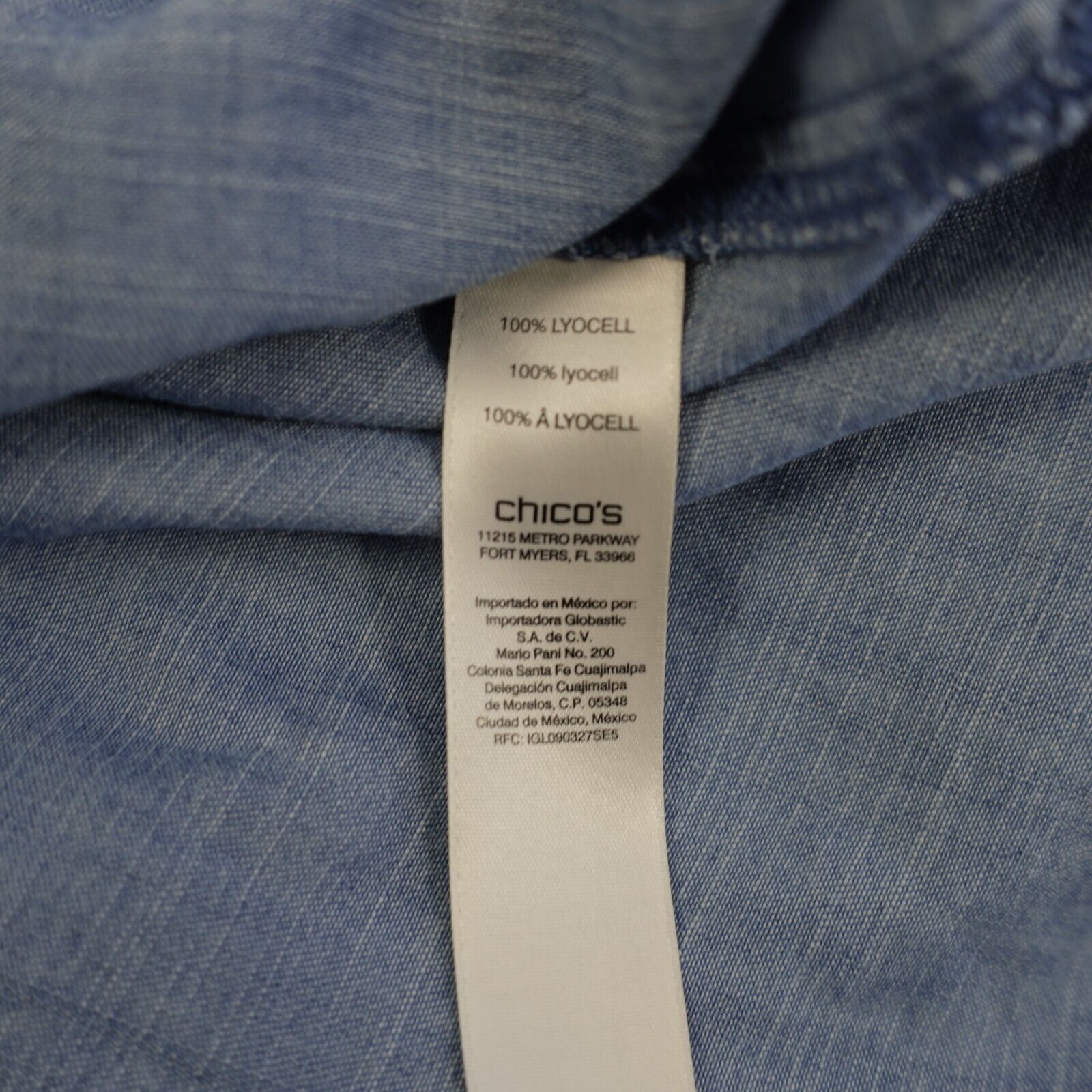 Chicos Chico's 2P Petite Blue Lyocell Denim Collared Button Front S Size XS / US 0-2 / IT 36-38 - 7 Thumbnail