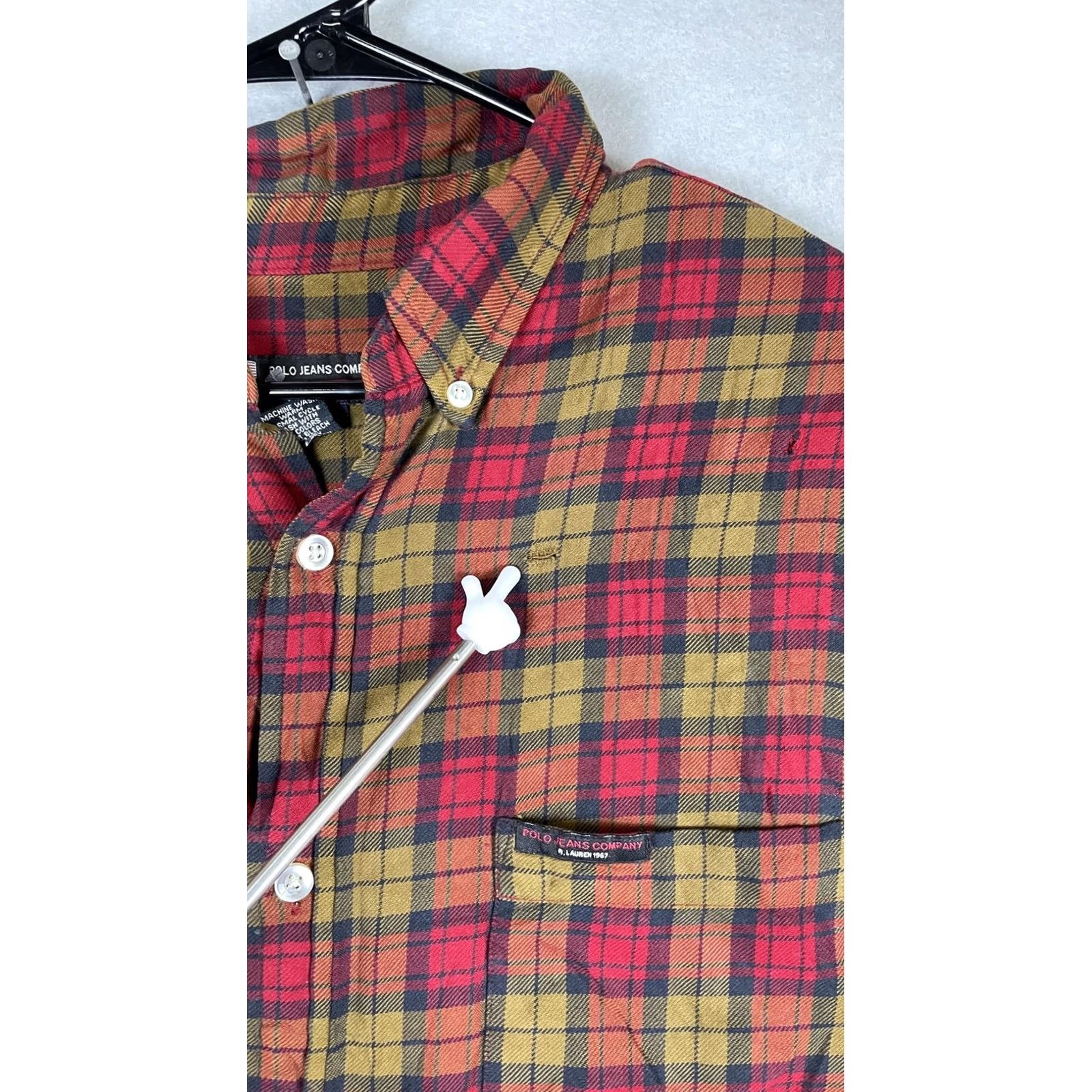 Vintage Polo Jeans Company Shirt Mens Large Red Plaid Flannel Long Sleeve Button Front Size US L / EU 52-54 / 3 - 3 Thumbnail