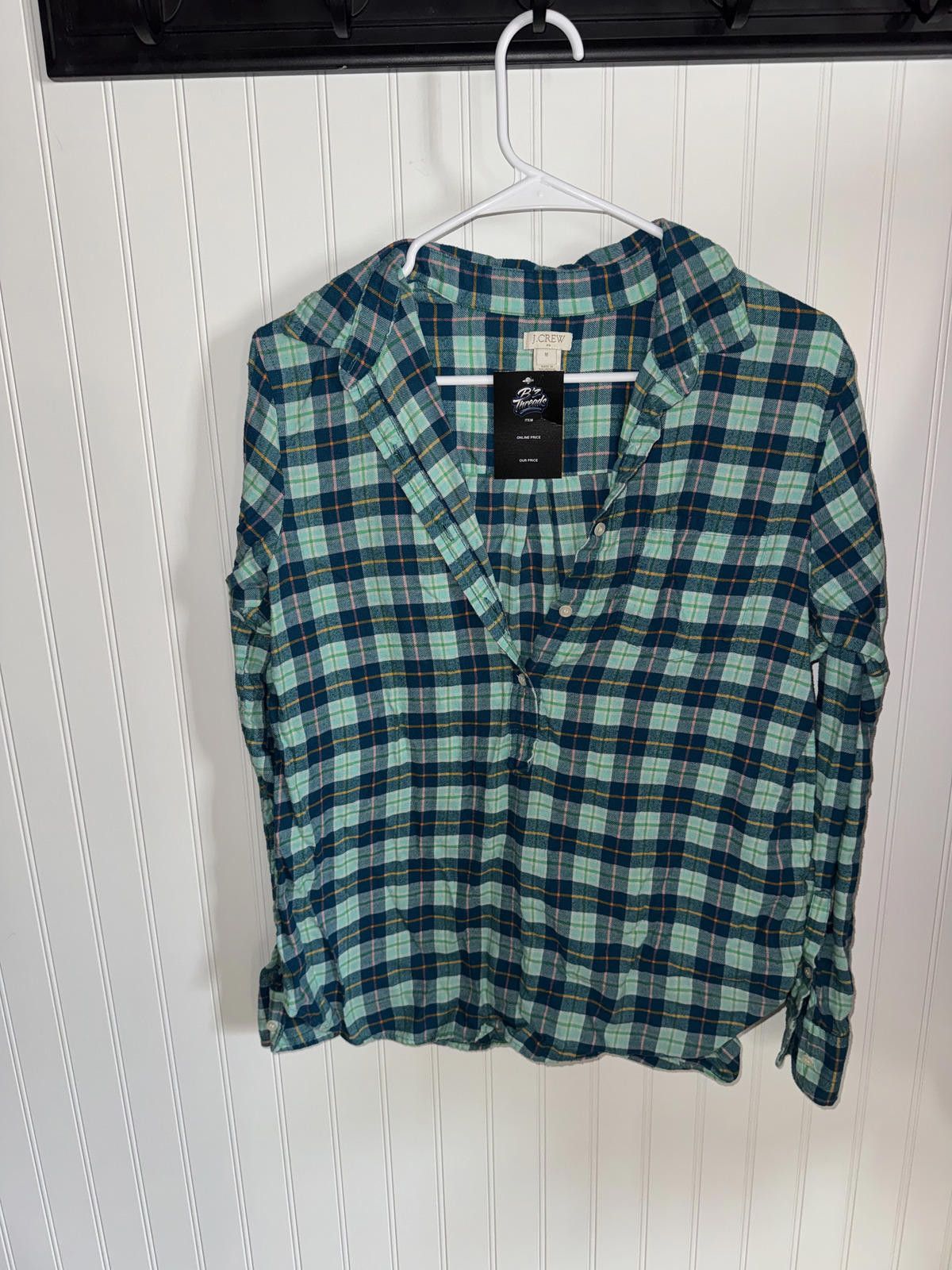 J.Crew J.Crew Medium Green Blue Plaid Button-Up Shirt Size M / US 6-8 / IT 42-44 - 1 Thumbnail