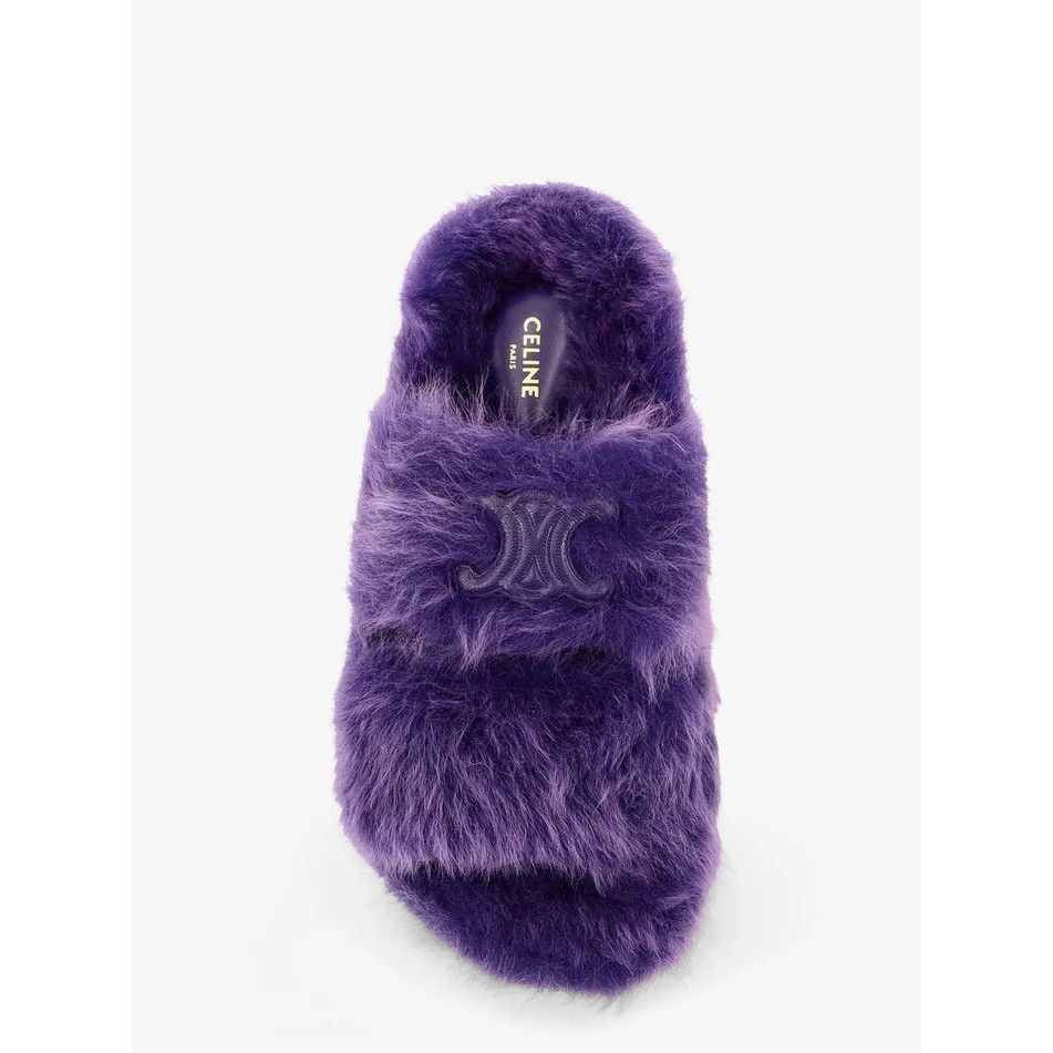 Celine CELINE Triomphe Shearling Purple Sandals New & Authentic (Wo Size US 9 / IT 39 - 5 Thumbnail