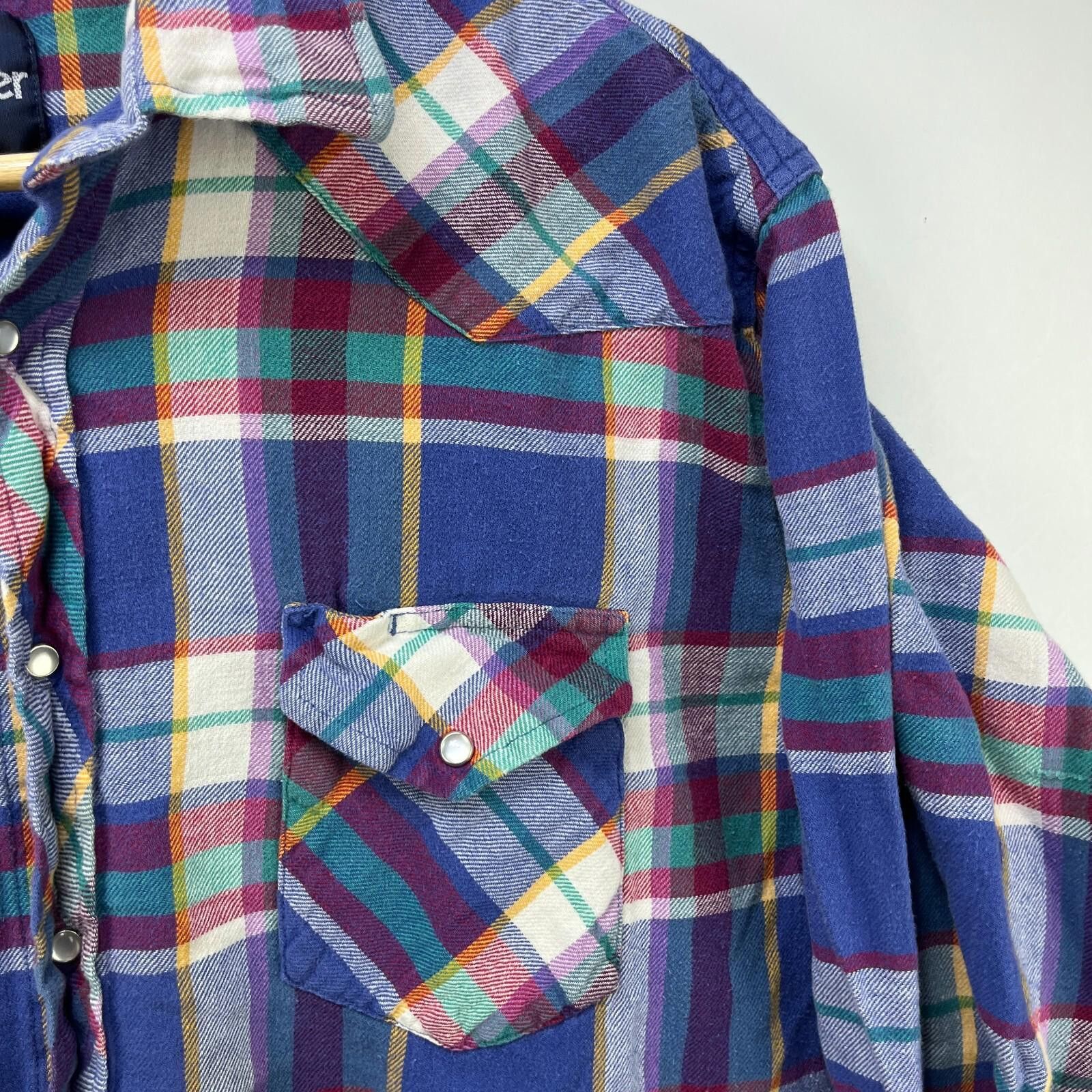 Wrangler Vintage 90s Wrangler Plaid Snap Button Up Shirt XL Pearl Size US XL / EU 56 / 4 - 6 Thumbnail