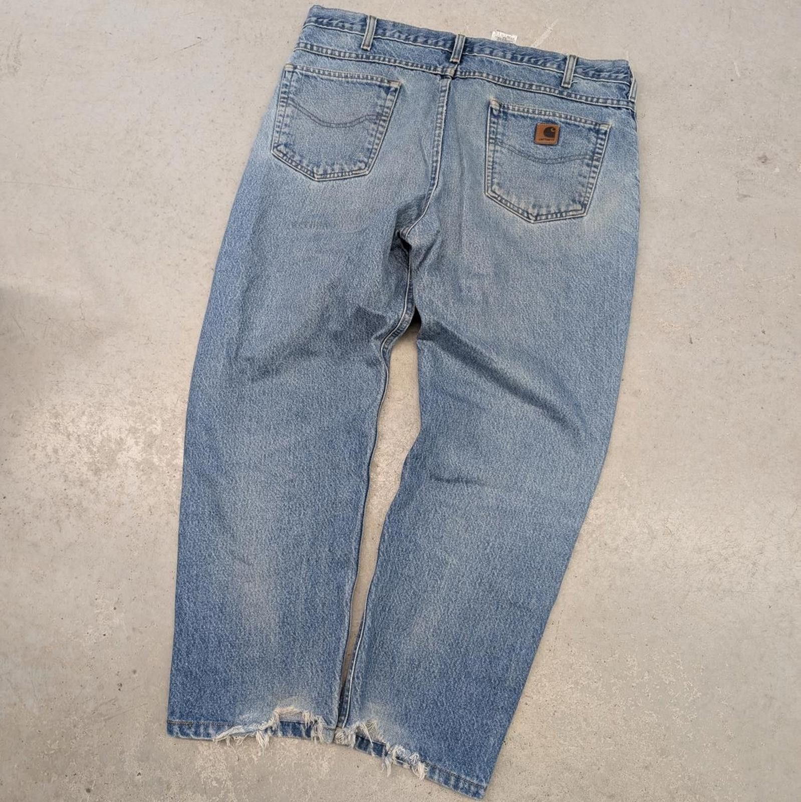 Carhartt Y2K Carhartt Light-Blue Denim Dsitressed Jeans Size US 30 / EU 46 - 1 Thumbnail