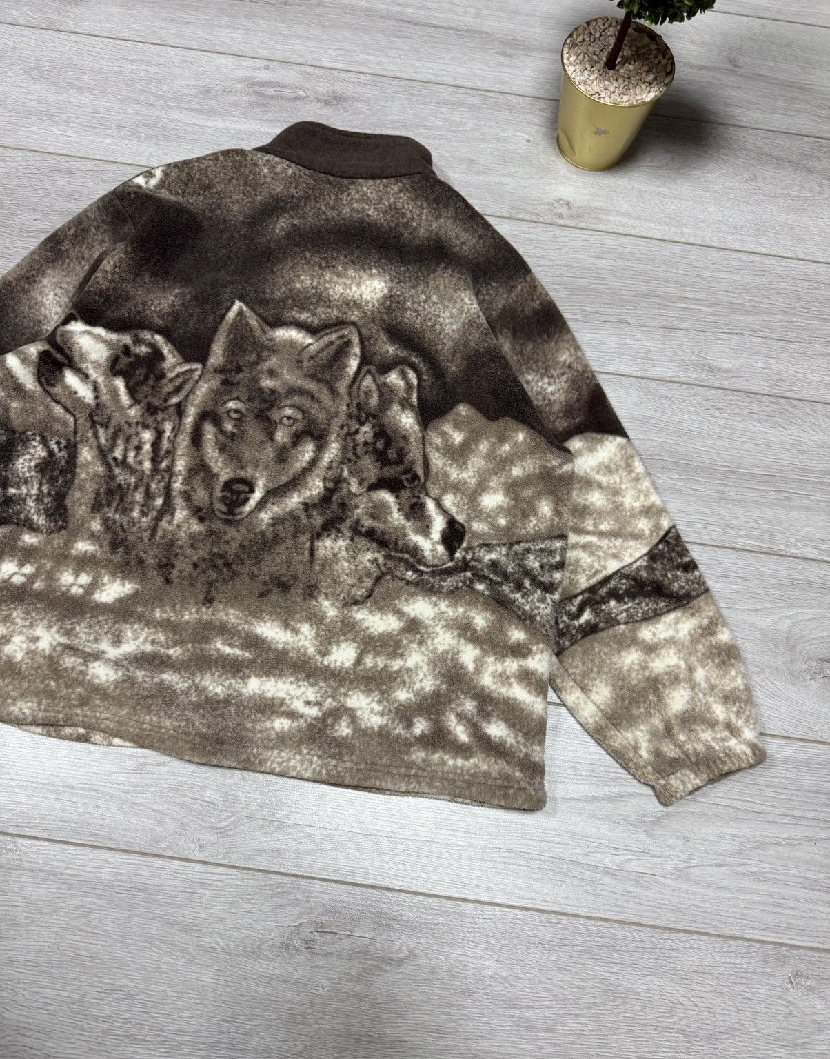 Vintage Wolves 🐺 vintage fleece all over zip atlas damart Size US M / EU 48-50 / 2 - 9 Thumbnail