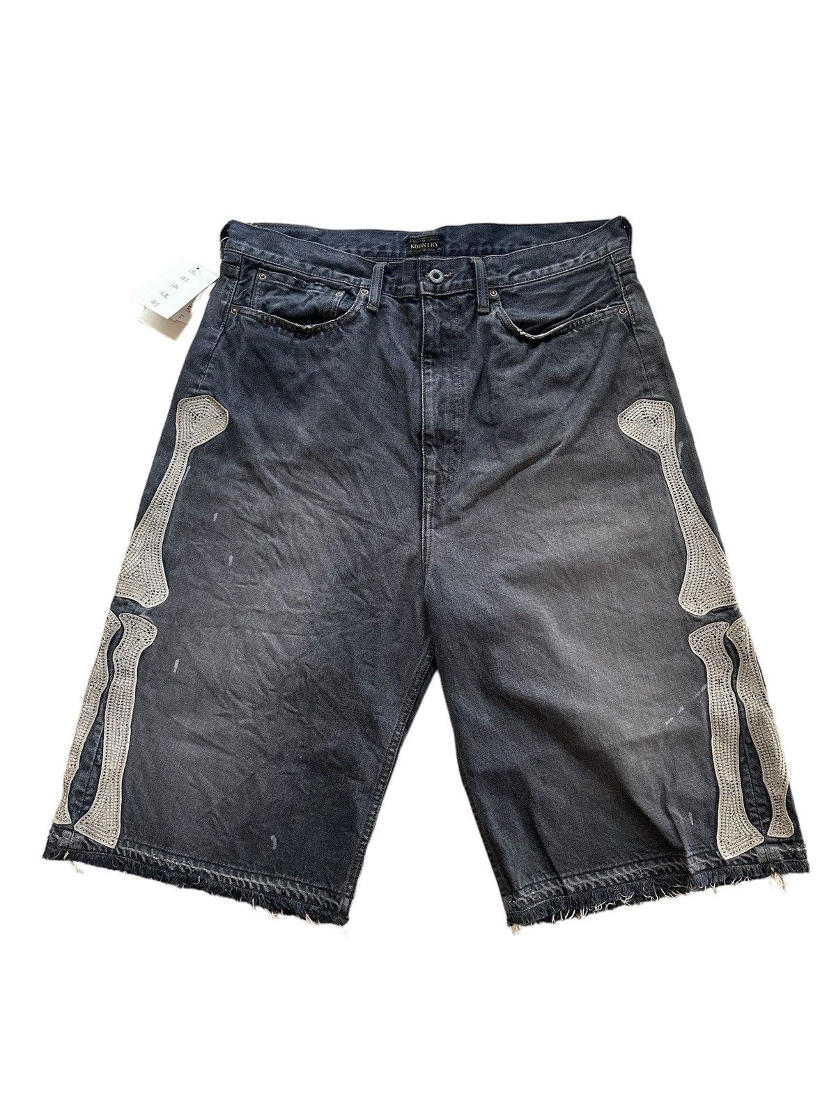 Kapital Bone Denim 5P Shorts Black 32 - Bottoms