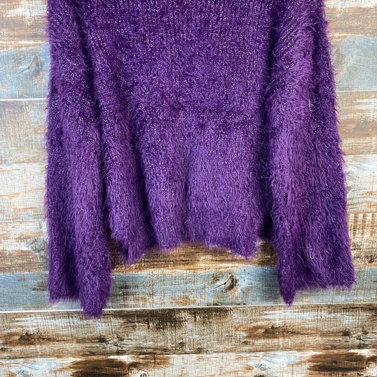 Japanese Brand DL Kastane Purple Mohair fur shaggy Knitwear #C1098 Size M / US 6-8 / IT 42-44 - 14 Thumbnail