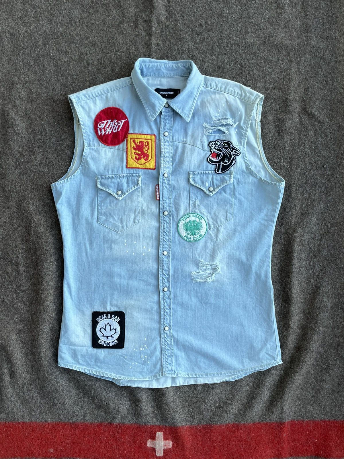 Dsquared2 Dsquared2 Denim Sleeveless Shirt Size US L / EU 52-54 / 3 - 1 Thumbnail