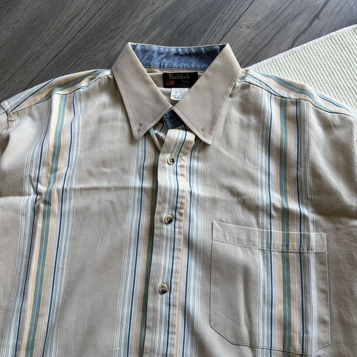 Ruddock Shirts 90s Ruddock Bros. Horizontal Stripes Beige Shirt Size US L / EU 52-54 / 3 - 3 Thumbnail