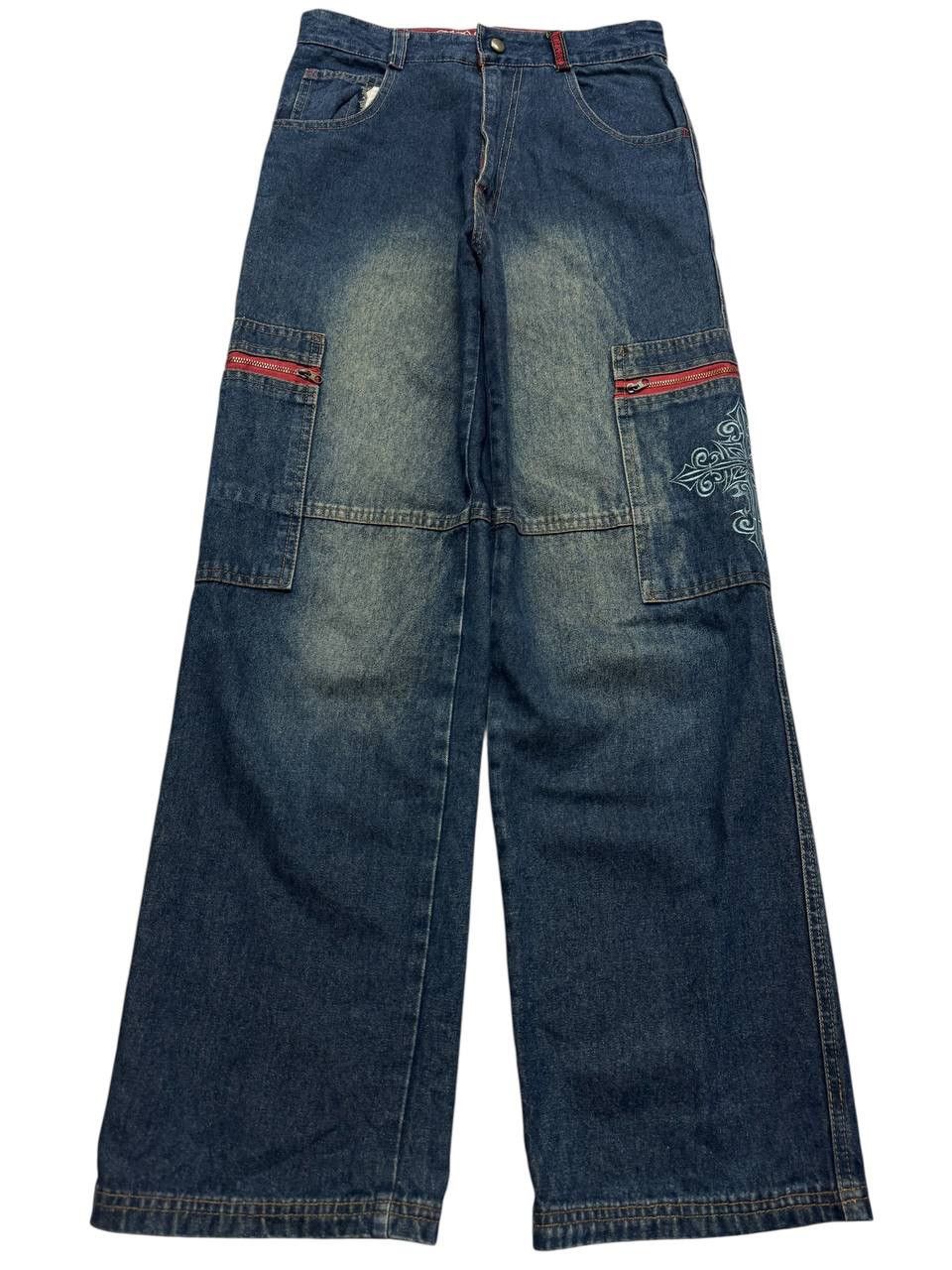 Beauty Beast 💥Baggy💥Vtg 90s Japanese Mudwash Zipper Pocket Cargo Size US 27 - 1 Thumbnail