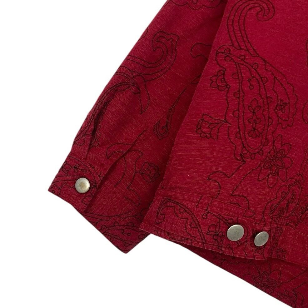 Vintage Silk Land Vtg Red & Black Paisley Embroidered Jacket Size XL / US 12-14 / IT 48-50 - 6 Thumbnail