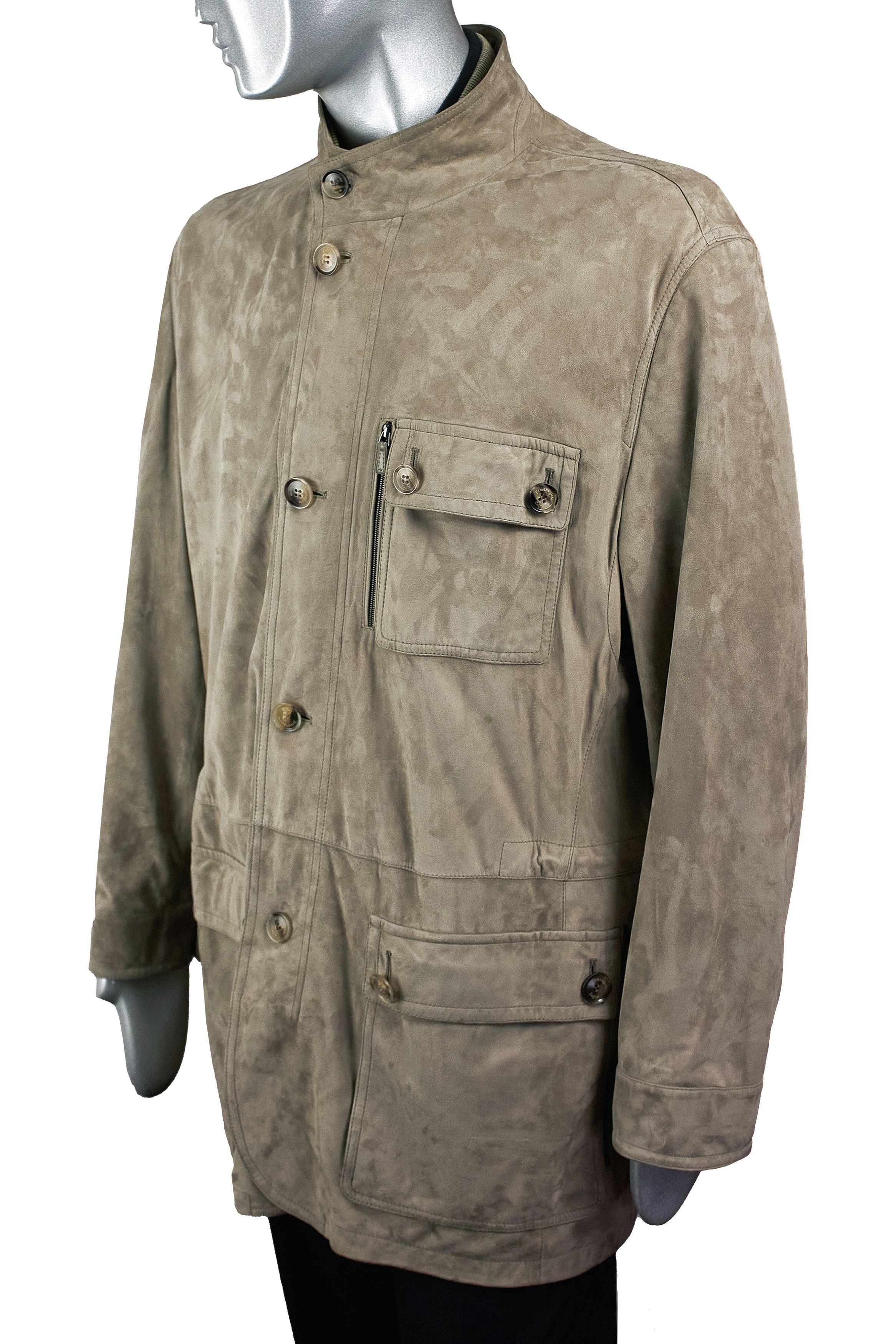 Ermenegildo Zegna Ermenegildo Zegna Goat Suede Leather Jacket, Taupe, Italy Size US XXL / EU 58 / 5 - 3 Thumbnail