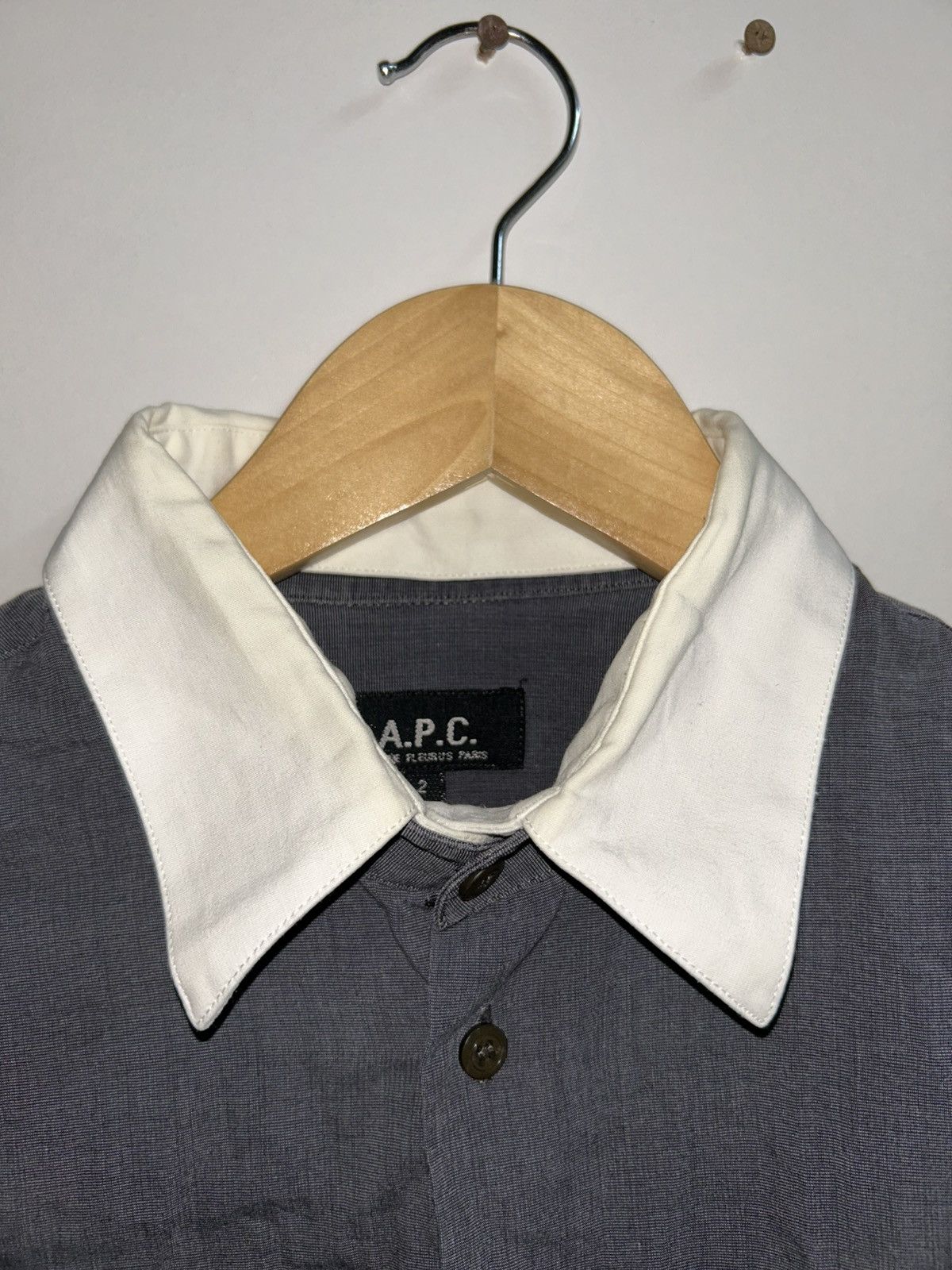 A.P.C. Rue De Fleurus Paris Double Collar Button Up Longsleeve Size US S / EU 44-46 / 1 - 13 Thumbnail
