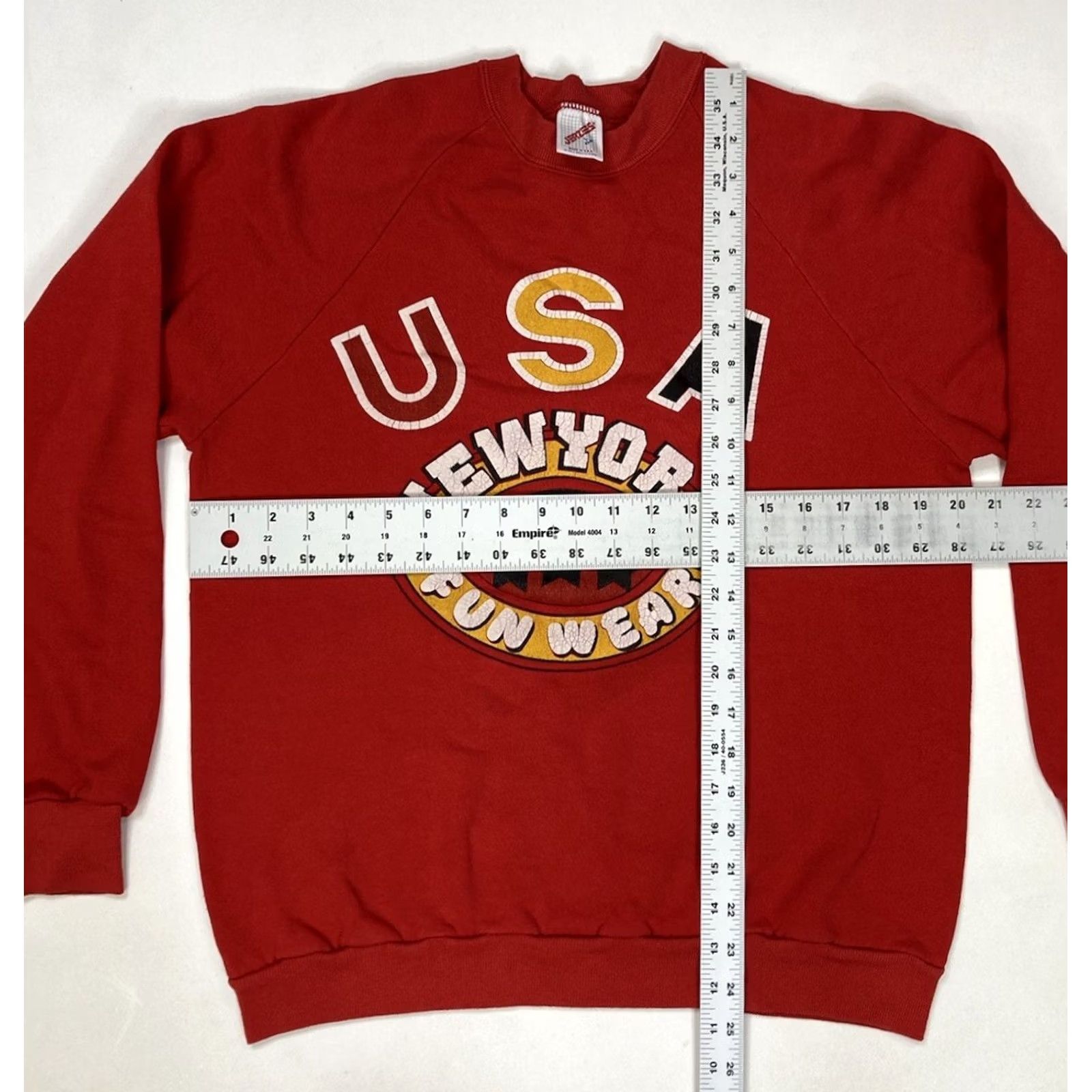 Jerzees VINTAGE Jerzees Sweatshirt Red 90s USA Graphic Print Crewneck Men Small Jerseys City USA Shirt Size US S / EU 44-46 / 1 - 6 Thumbnail