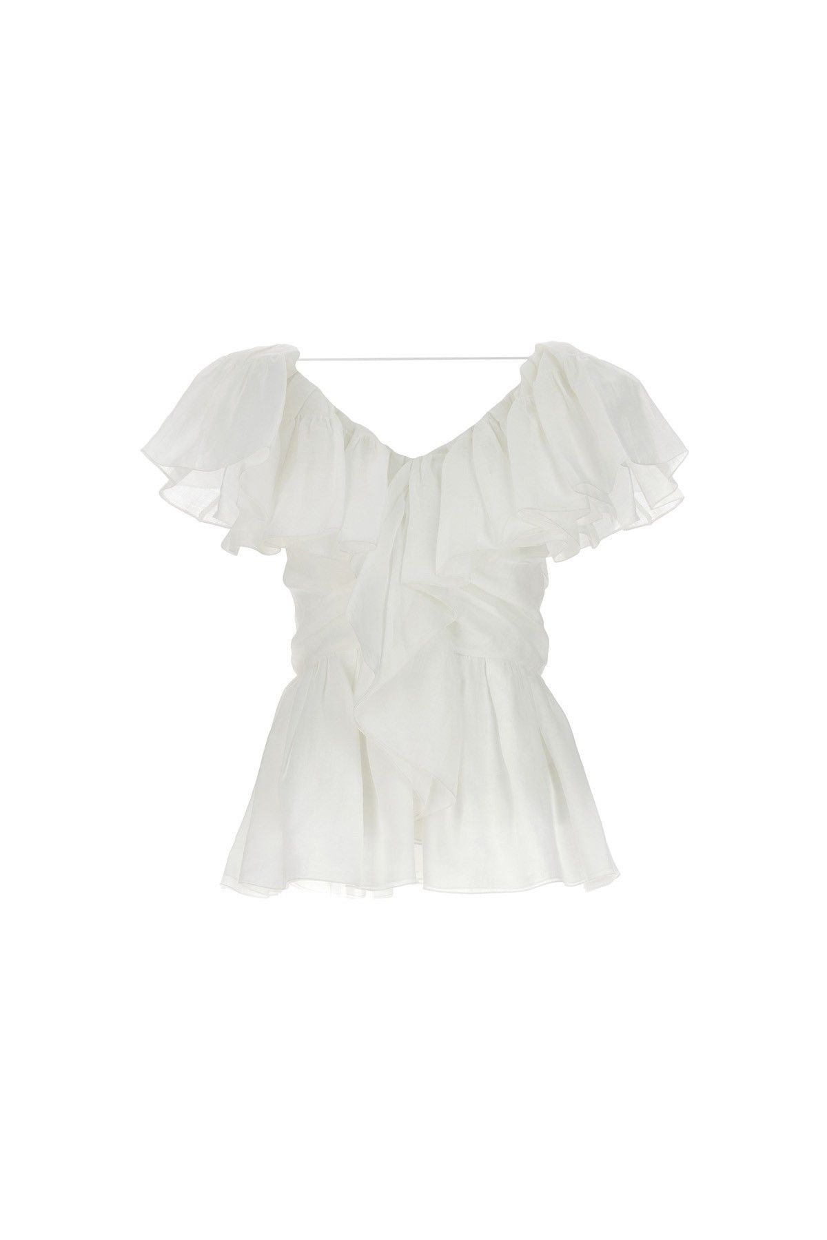 image of Chloe Flounced Top in White, Women's (Size Small)