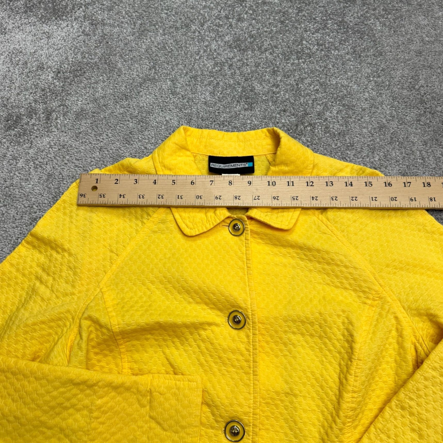 Vintage Requirements Jacket Womens 1X Plus Yellow Button Up Solid Short Sleeve Blazer Wool Blend All Seasons Casual Workwear Designer Classic Shirt Size XL / US 12-14 / IT 48-50 - 7 Thumbnail
